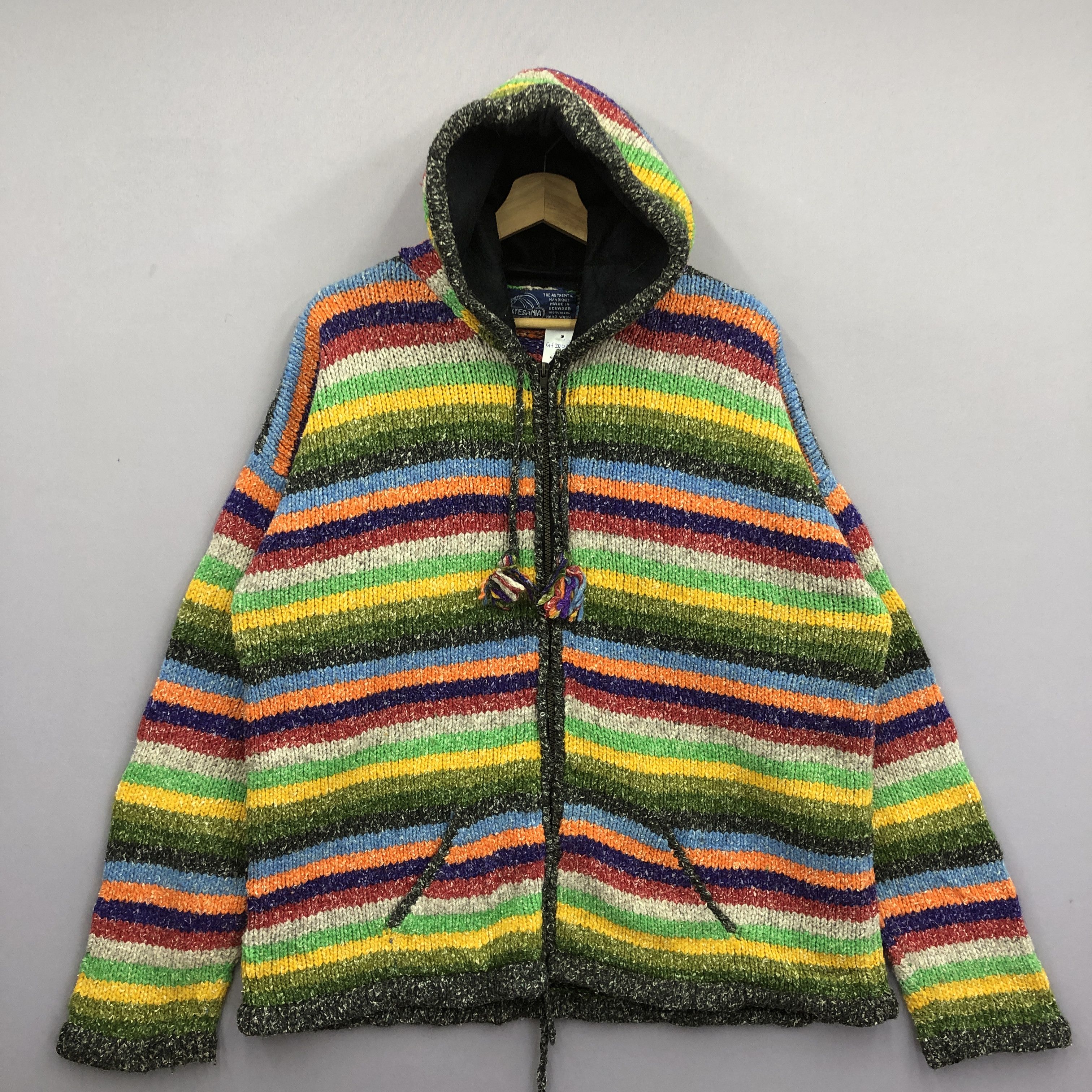 Homespun Knitwear × Vintage Vintage Artesania Handknit Knitwear Zipper Hoodie Sweater Size US M / EU 48-50 / 2 - 2 Thumbnail
