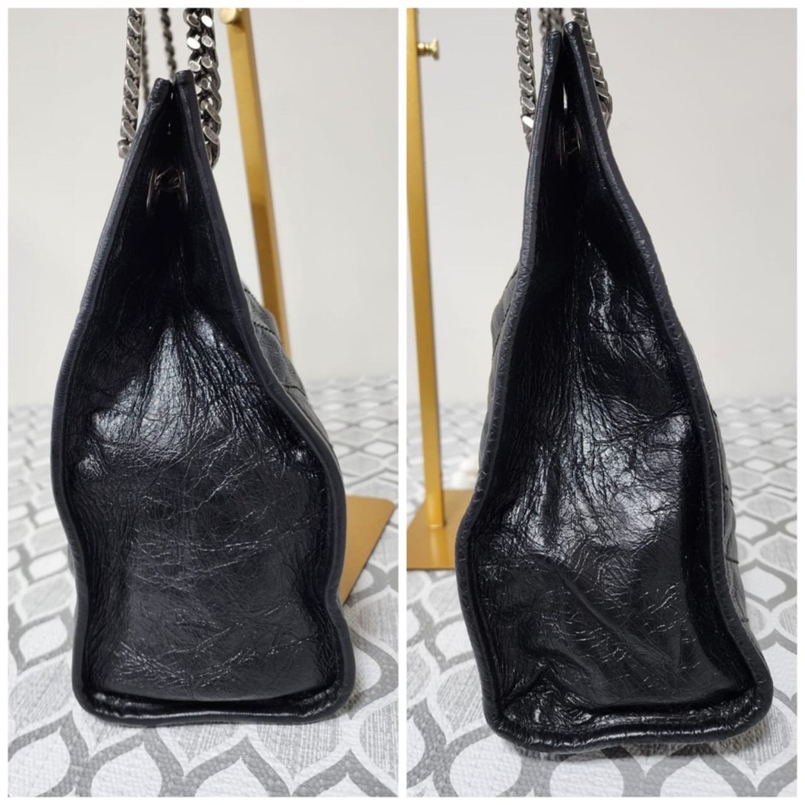 Saint Laurent Paris St Laurent Crinkled Calfskin Matelasse Monogram Large Niki S Size ONE SIZE - 7 Thumbnail