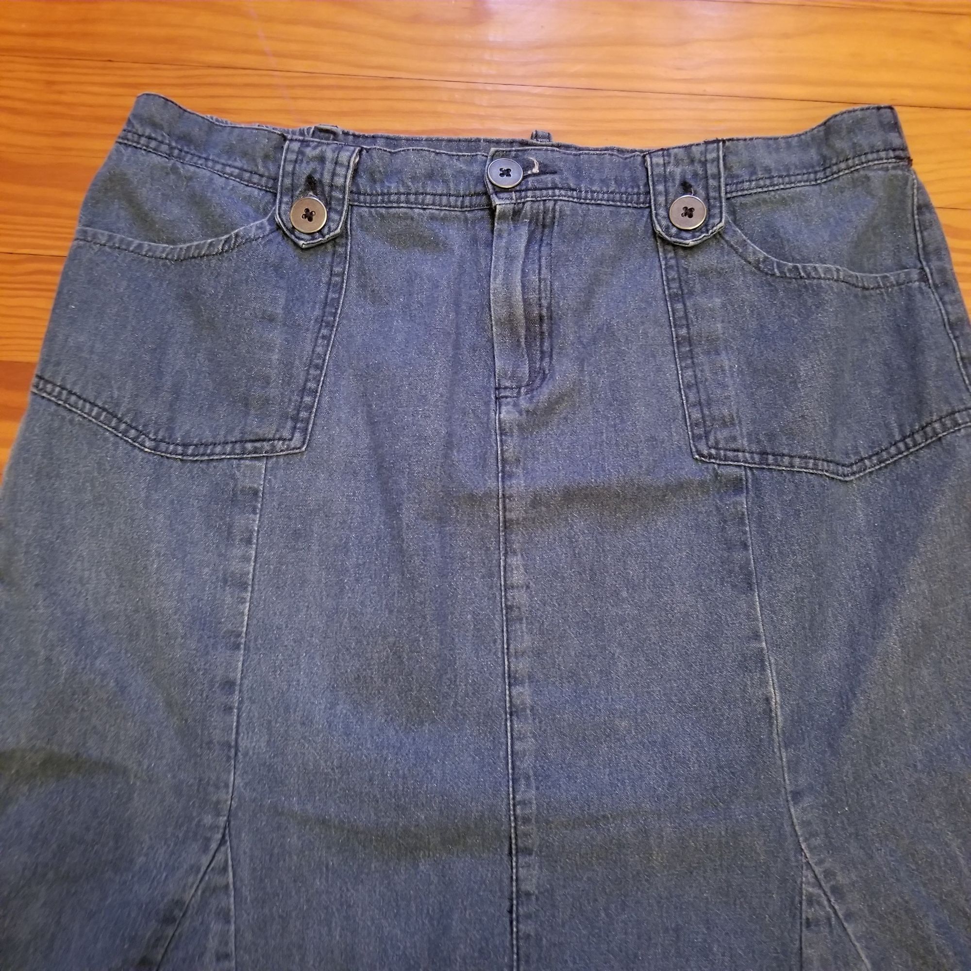 Other Southern Lady 14 Blue Jean Denim Skirt Stretch Waist Pockets Size 36" / US 14 / IT 50 - 3 Thumbnail