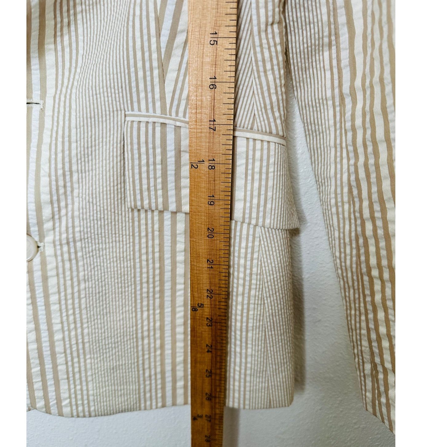 Other Alvin Valley Tan & Cream Stripe 3-Button Blazer Jacket 34 Size S / US 4 / IT 40 - 11 Thumbnail