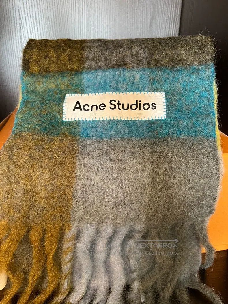 Acne Studios Acne Studios Classic Mohair Checkered Scarf - Olive Green/ Size ONE SIZE - 1 Thumbnail