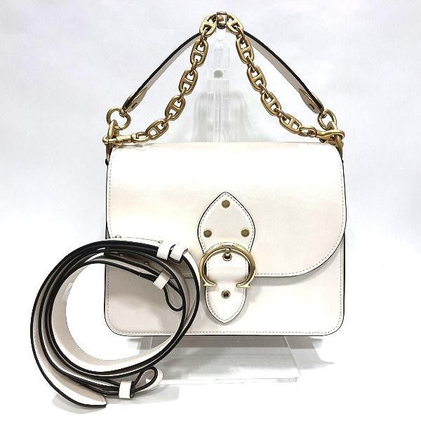 image of Coach Leather Beat Shoulder Bag in White, Women's