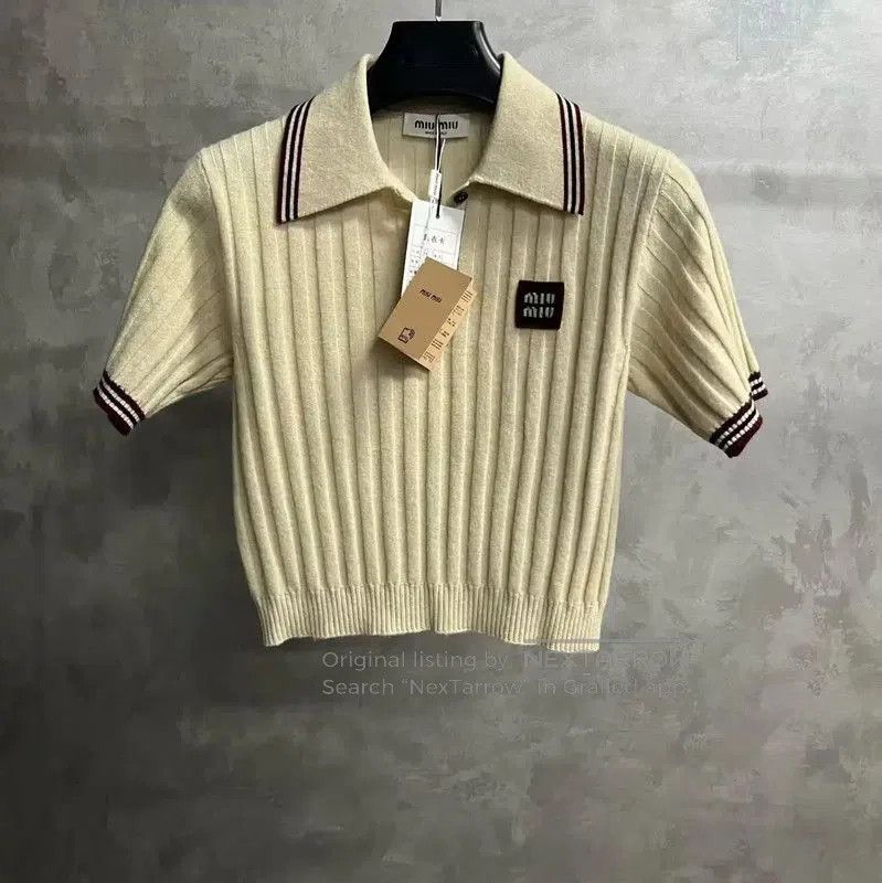 Miu Miu Miu Miu Beige Cotton Women's Pullover Sweater . Size S / US 4 / IT 40 - 1 Thumbnail