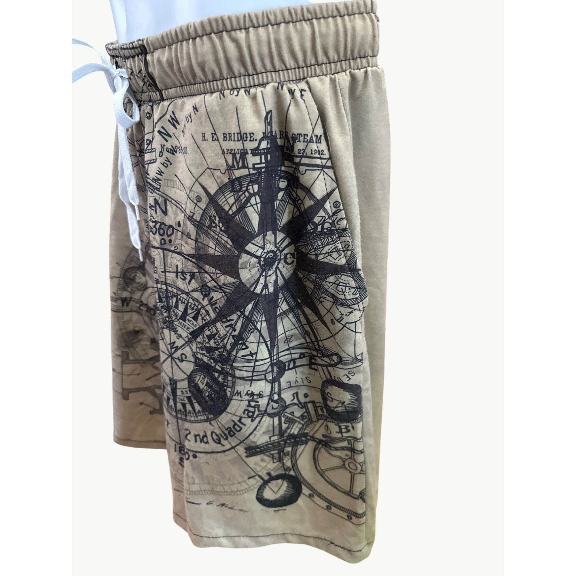 Other CCC James C Hill Nautical Map Print Shorts Beige Black Graph Size US 28 / EU 44 - 4 Thumbnail