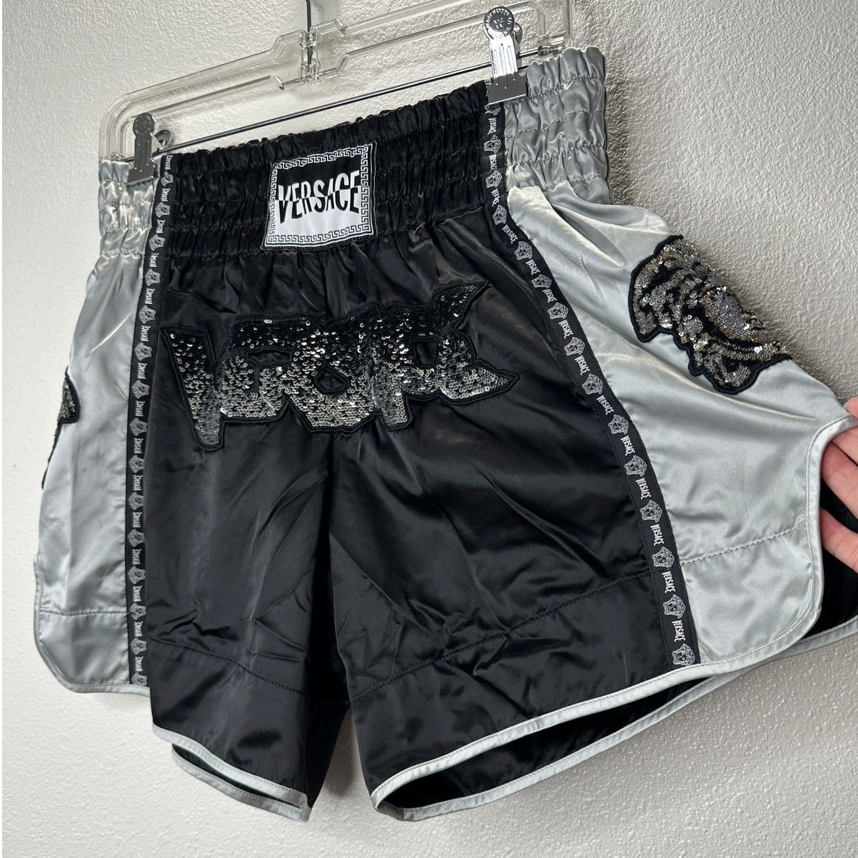 Versace Versace Muay Thai Boxing Shorts Black & Silver Sequin 48 / M Size US 32 / EU 48 - 2 Thumbnail
