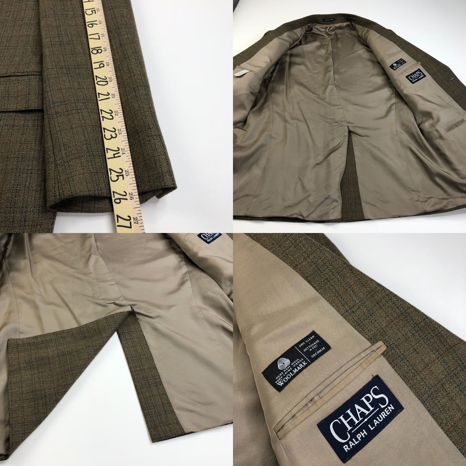 Chaps Chaps Ralph Lauren Two-Button Sport Coat Jacket Brown 45 100% Lambs Wool Notch Lapel Single-Vented Suit Jacket Regular Men's Clothes Plaid Vintage: No Size 48R - 8 Thumbnail