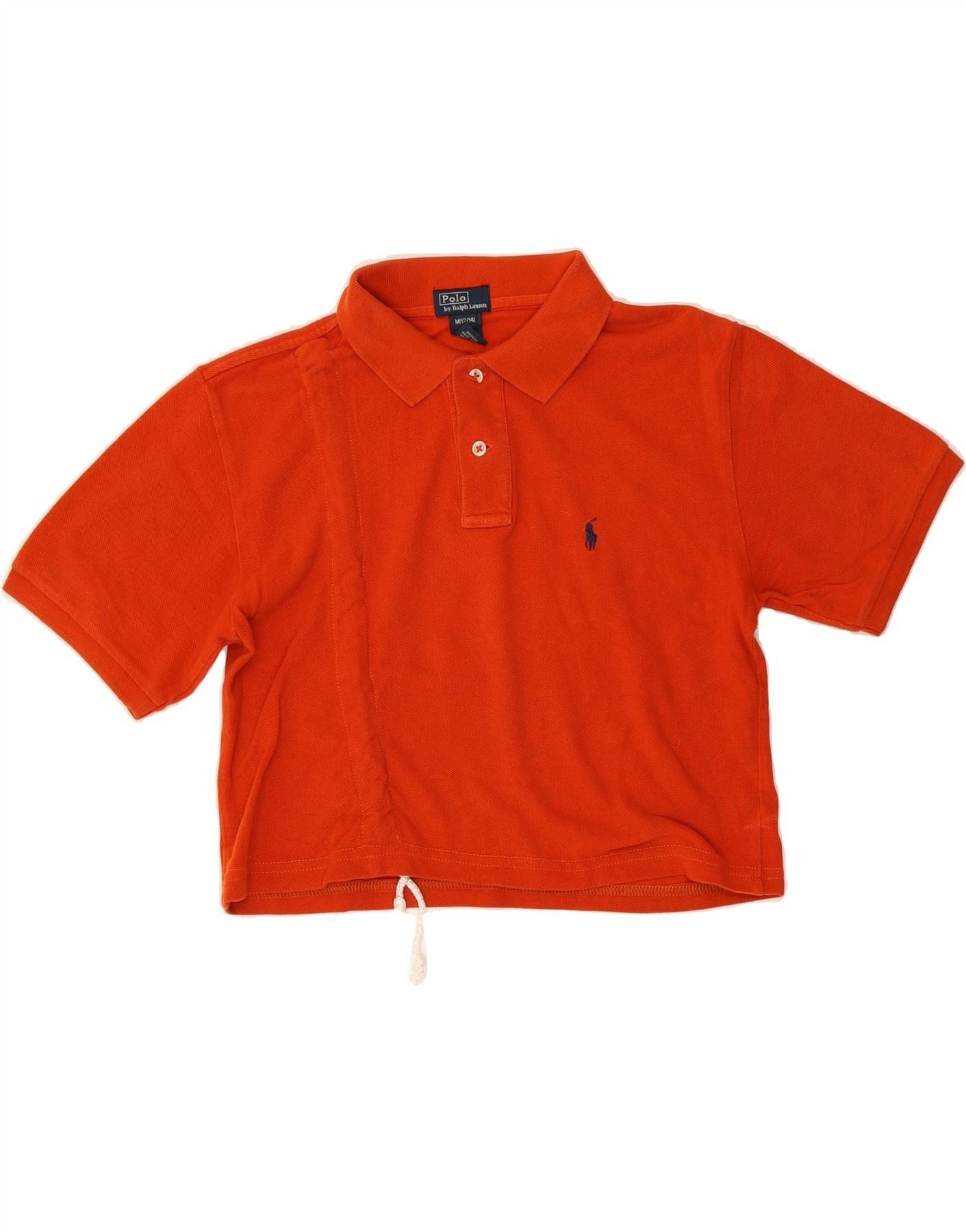 Polo Ralph Lauren Girls Crop Polo Shirt 12-13 Years Medium Orange Cotton Size M / US 6-8 / IT 42-44 - 1 Thumbnail