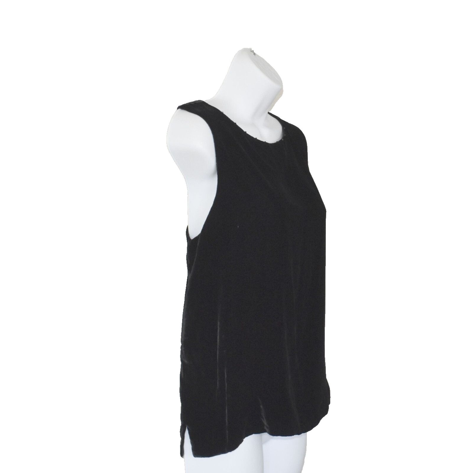 Eileen Fisher EILEEN FISHER Black Velvet Crystal Embellished Tank Top Sz L Size L / US 10 / IT 46 - 1 Thumbnail