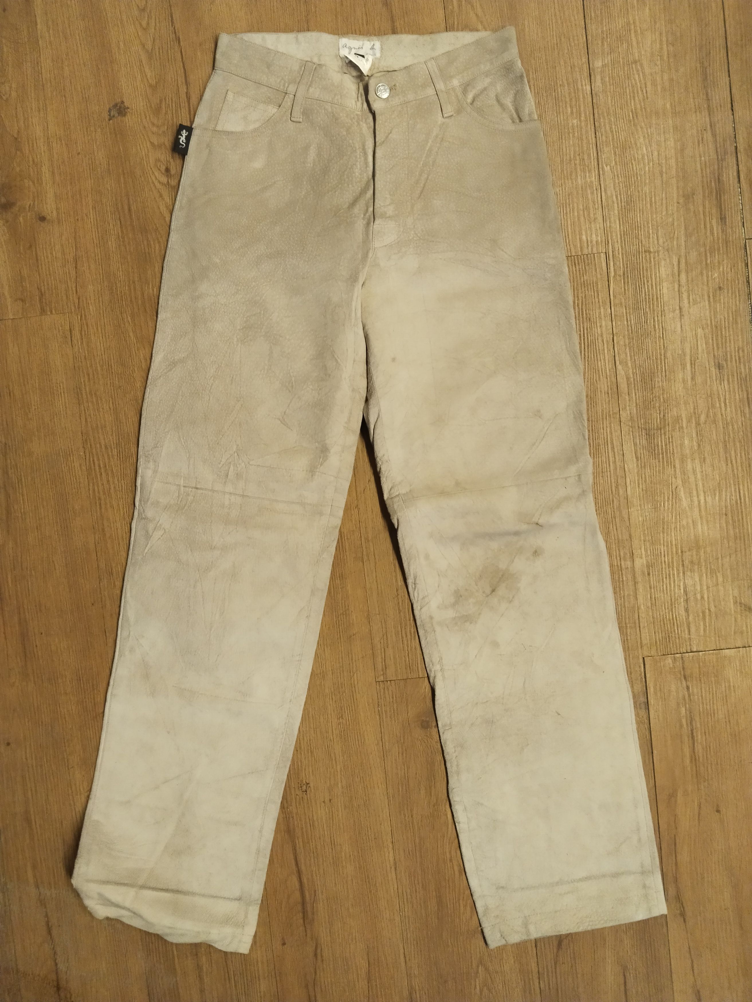 image of Agnes Bed Leather Vintage Leather Pants Agnes B in Khaki, Women's (Size 26)
