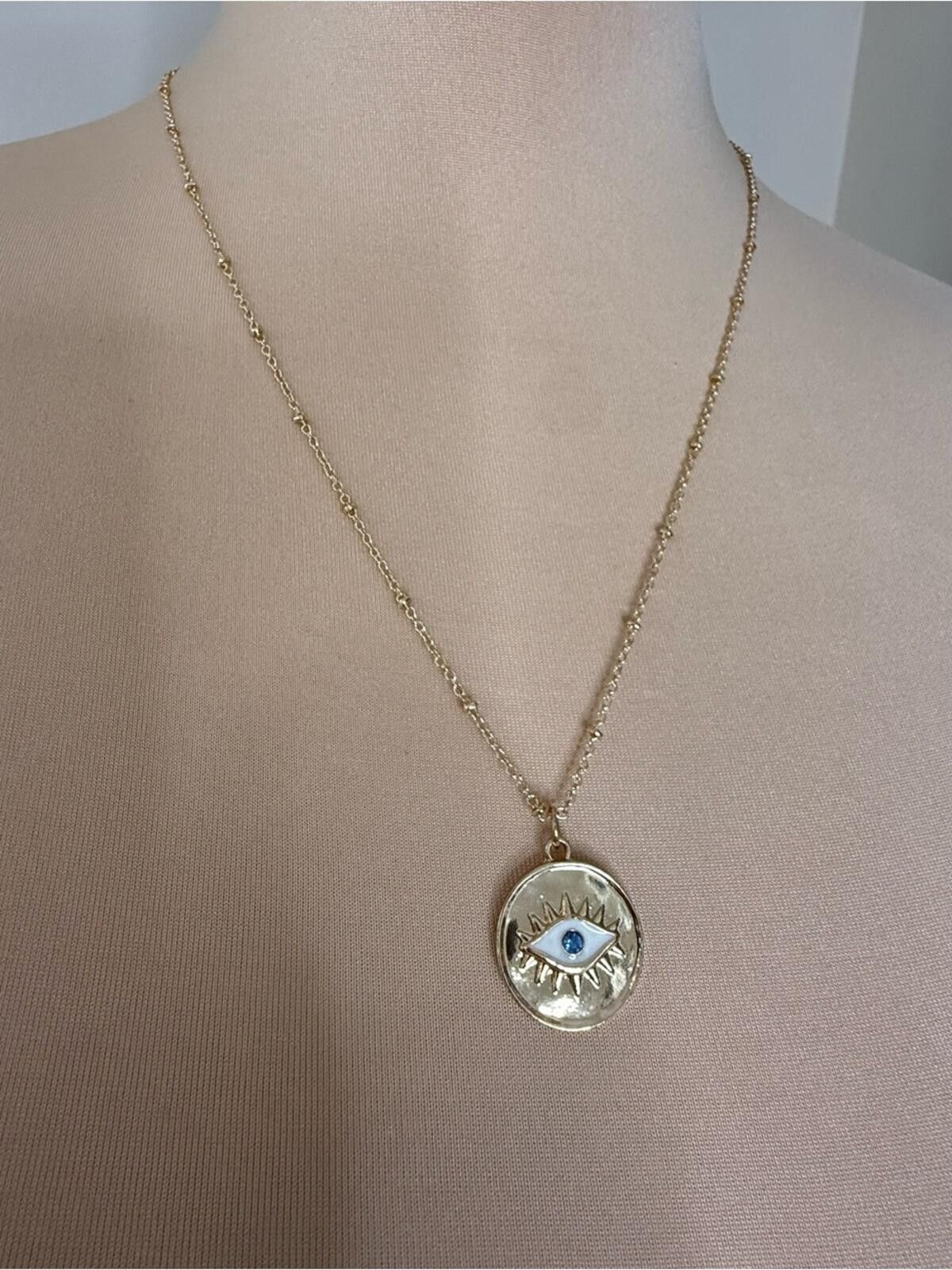 Other Evil eye necklace gold tone adjustable chain lobster clasp Size ONE SIZE - 3 Thumbnail