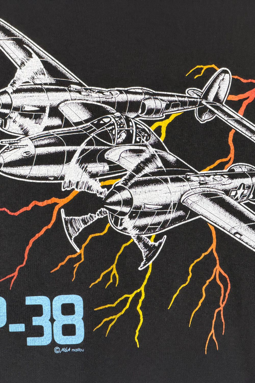 Hanes Vintage P-38 Lightning Aircraft Tee USA Made Single Stitch Size US XL / EU 56 / 4 - 6 Thumbnail