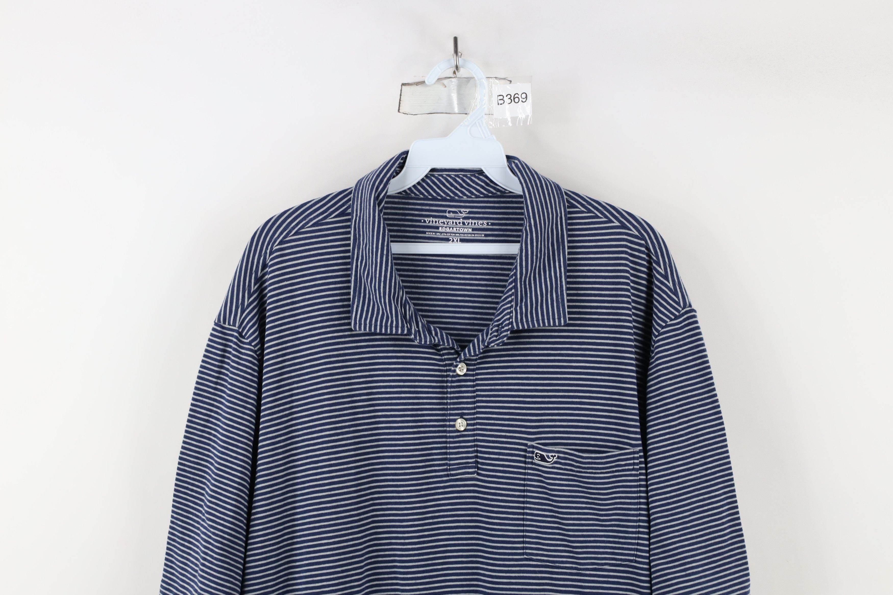 Vineyard Vines × Vintage Vineyard Vines Edgartown Logo Jersey Knit Striped Polo Shirt Size US XXL / EU 58 / 5 - 2 Thumbnail