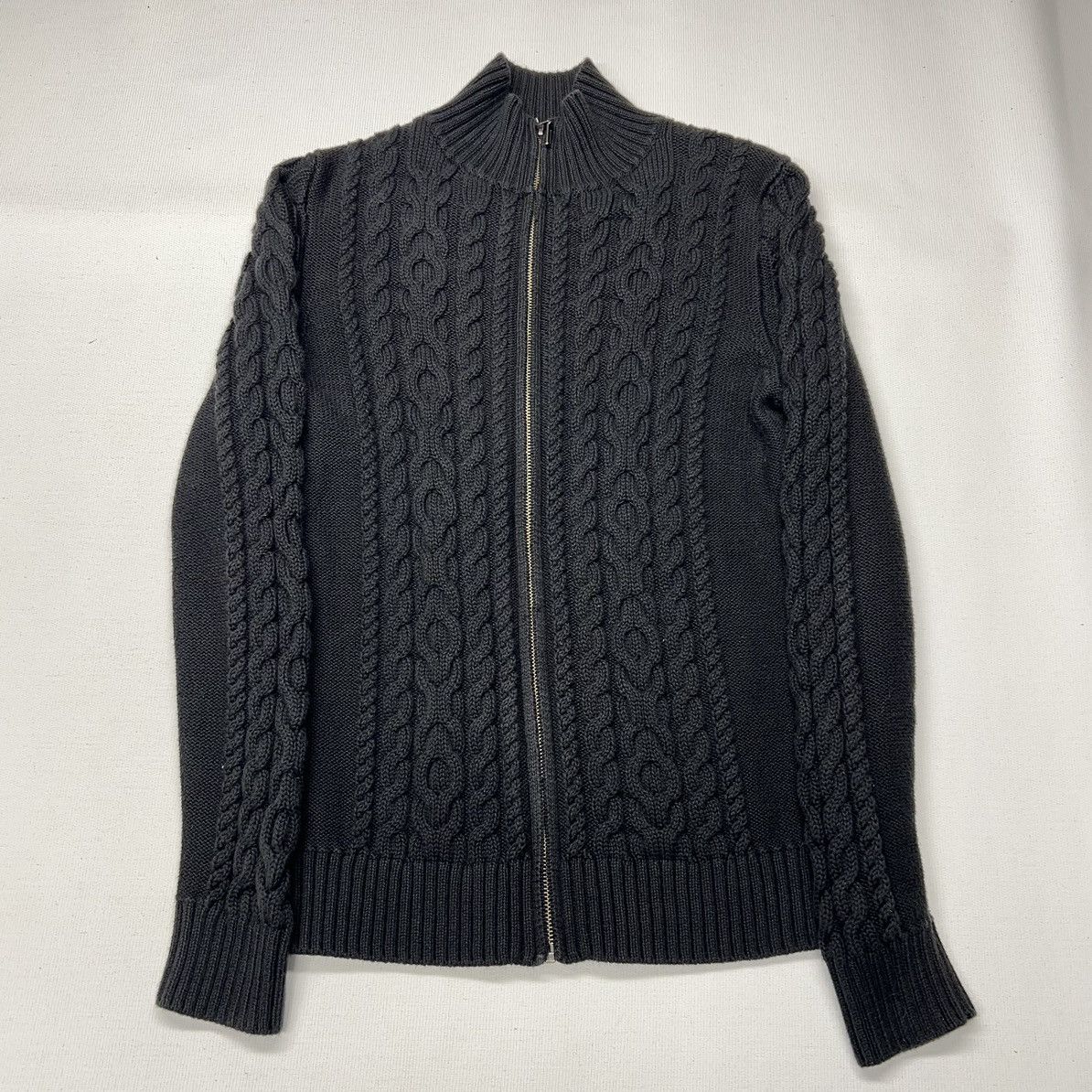 L.L. Bean LL Bean Sweater Black Cable Knit Fill Zip Fisherman Classic Size S / US 4 / IT 40 - 1 Thumbnail