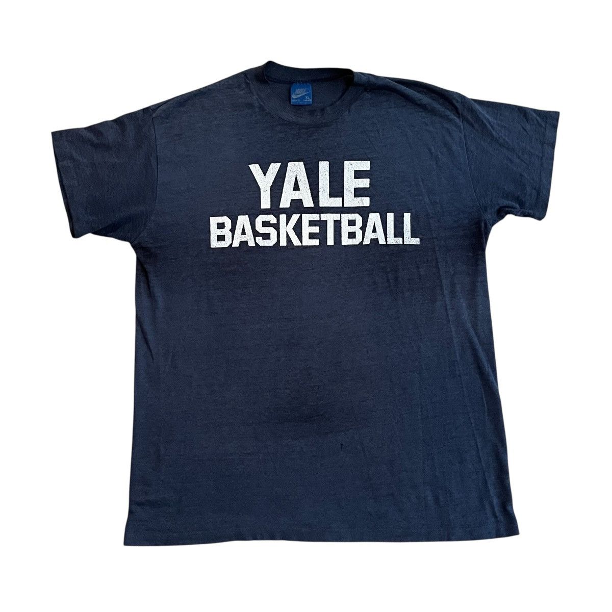 Nike × Vintage VINTAGE 1980s Nike Yale Basketball T Shirt Swoosh Blue Tag Size US XL / EU 56 / 4 - 1 Thumbnail