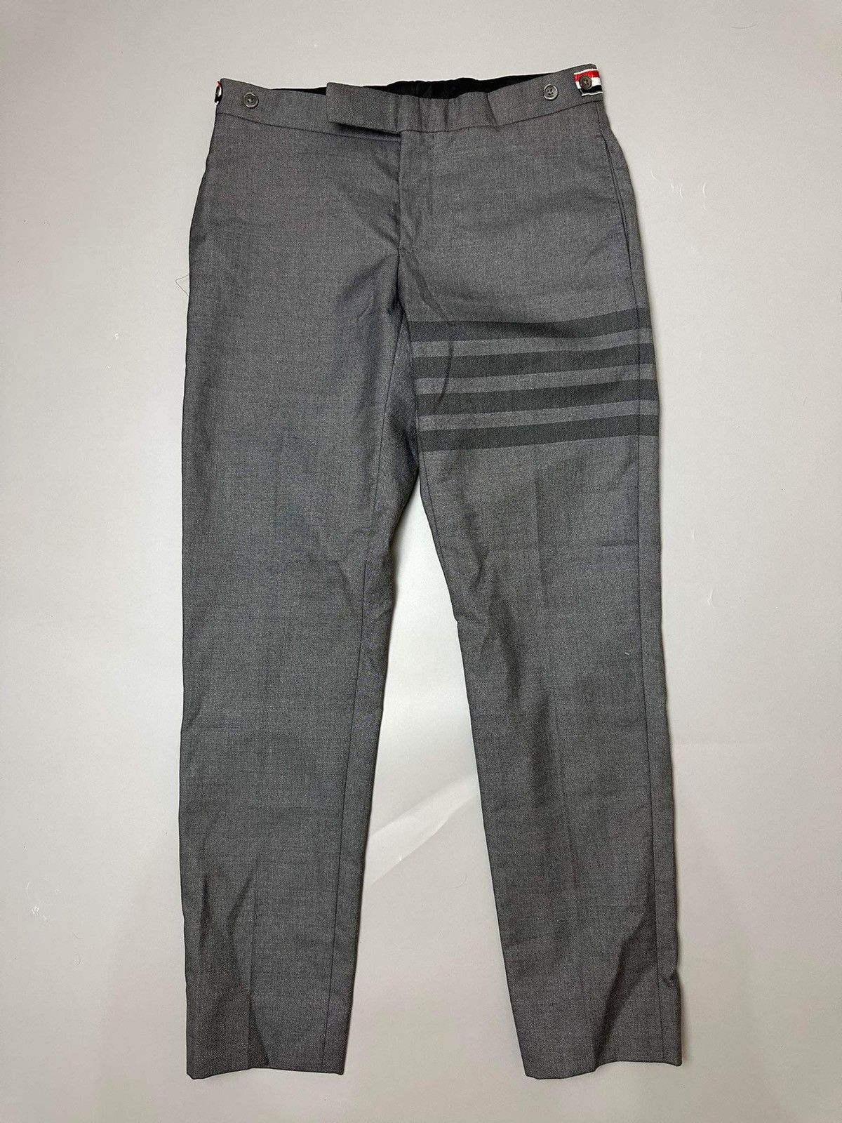 image of Thom Browne Men's Slim 4 Bar Wool Pants Gray in Grey (Size 30)