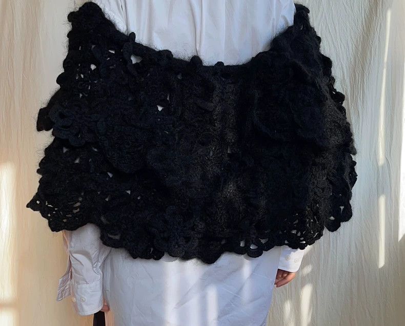 Comme des Garcons Comme des Garcons Black wool knitted crochet lace scarf sh Size ONE SIZE - 4 Thumbnail
