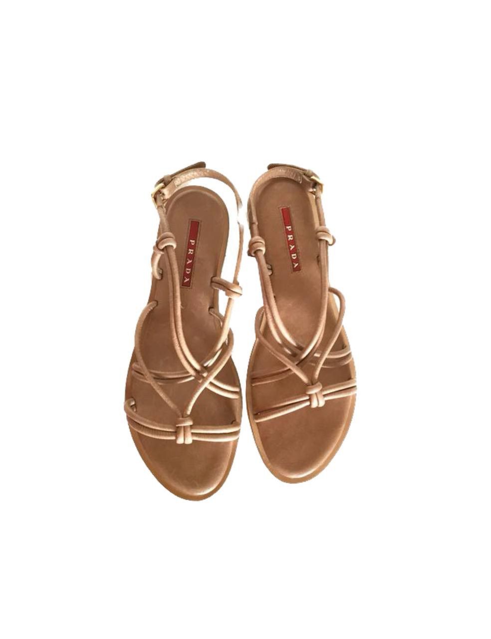 Prada PRADA RED TAB GLADIATOR BEIGE LIGHT BROWN WOMAN SANDALS SZ37 Size US 7 / IT 37 - 1 Thumbnail