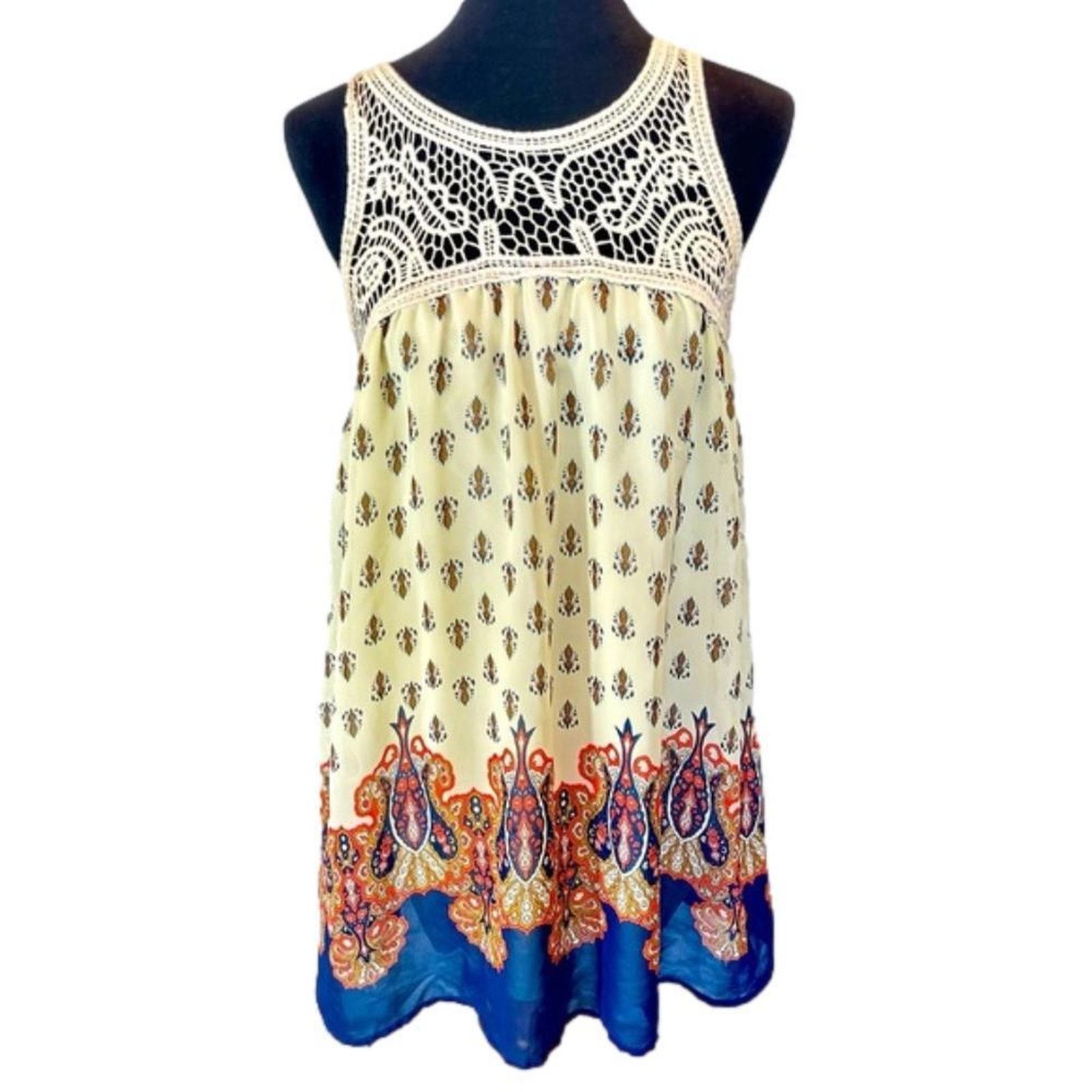 Designer Altard State Boho Style Casual Dress with Lace Detail Size L / US 10 / IT 46 - 1 Thumbnail