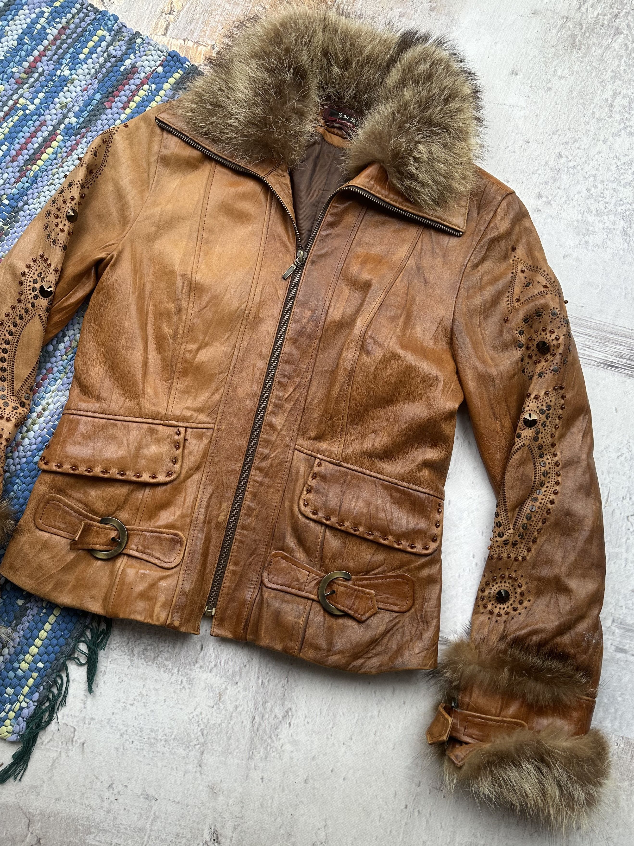 Vintage Vintage Leather and Real Fur Coat A208D15(539) Size M / US 6-8 / IT 42-44 - 3 Thumbnail