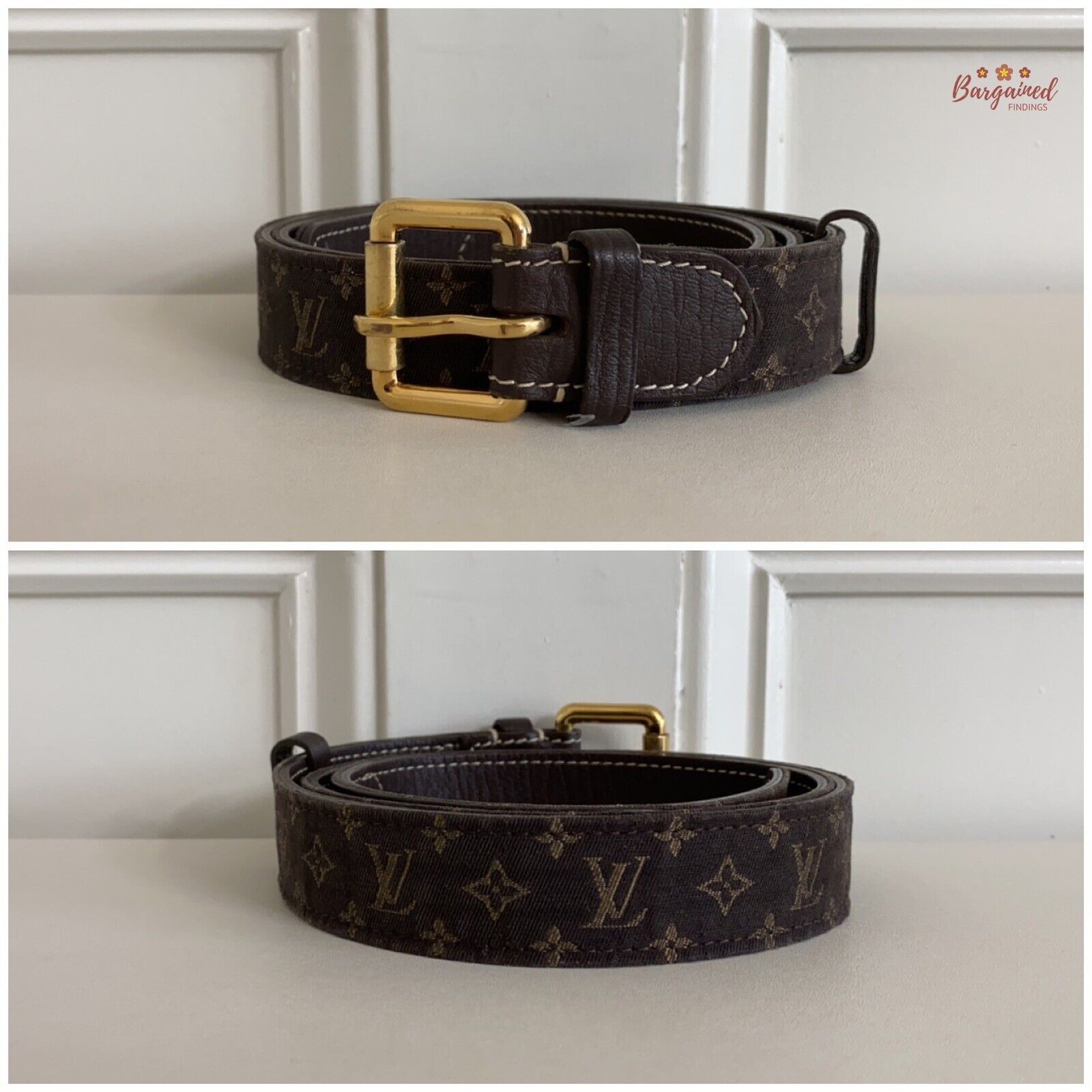 Louis Vuitton Louis Vuitton Monogram Mini Lin Canvas Leather Buckle Belt Size 32 - 9 Thumbnail