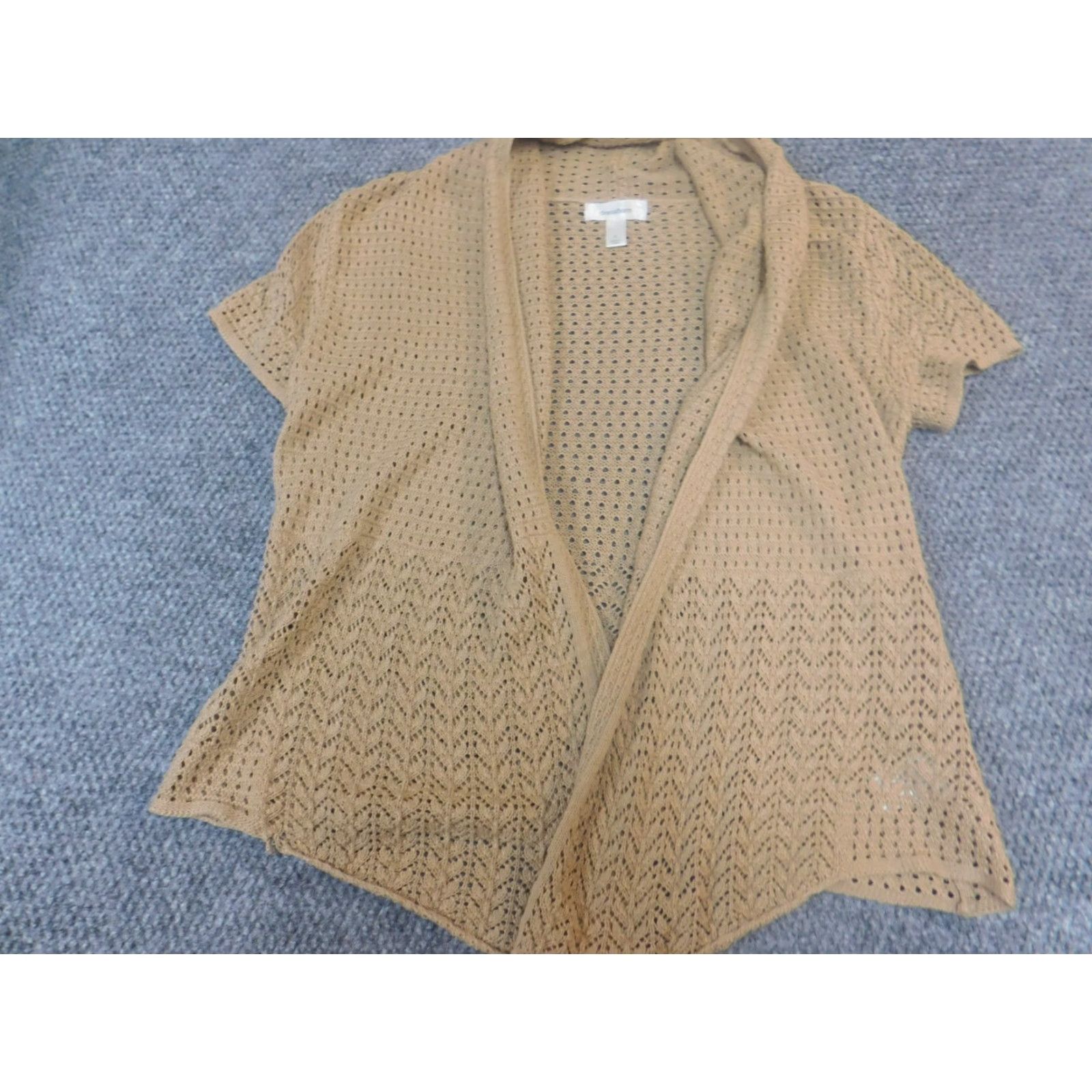 Vintage Dressbarn Womens Sweater Cardigan Small Beige Round Neck Long Sleeve Cotton Acrylic Embroidered Knits Regular All Seasons Womens Style Cardigan Size S / US 4 / IT 40 - 3 Thumbnail