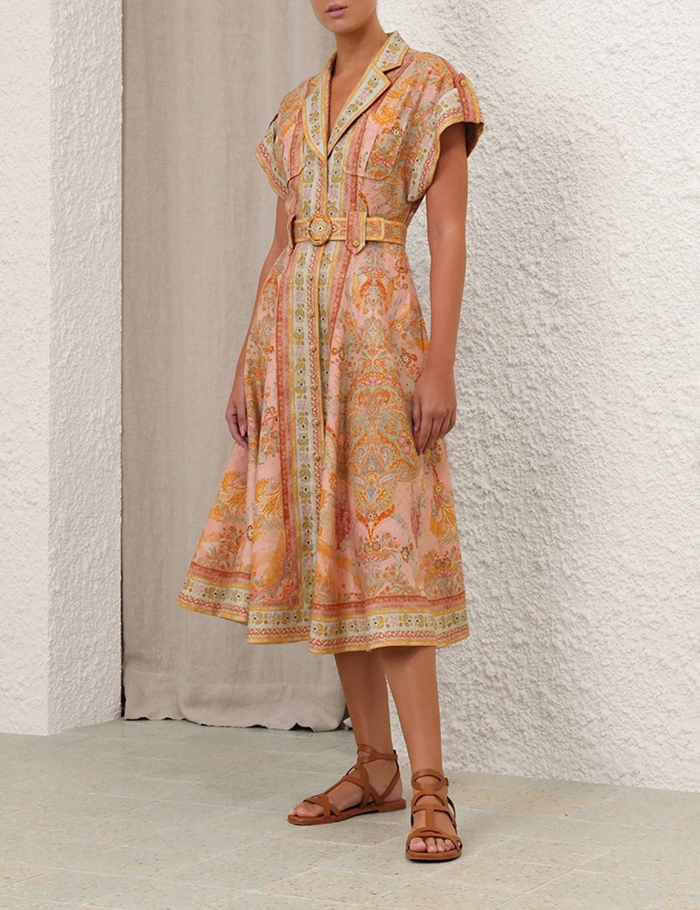 Zimmermann oc11z1025 Acacia Midi Shirt Dress in Multicolor Size M / US 6-8 / IT 42-44 - 3 Thumbnail