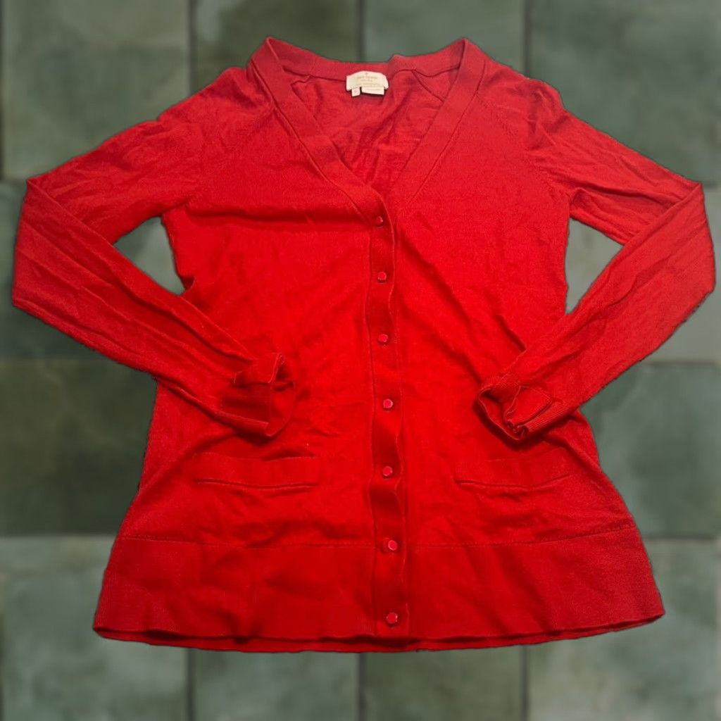Vintage VINTAGE Kate Spade Women’s Cardigan Sweater Small Red Long Sleeve Knit Casual Office Christmas Size S / US 4 / IT 40 - 1 Thumbnail