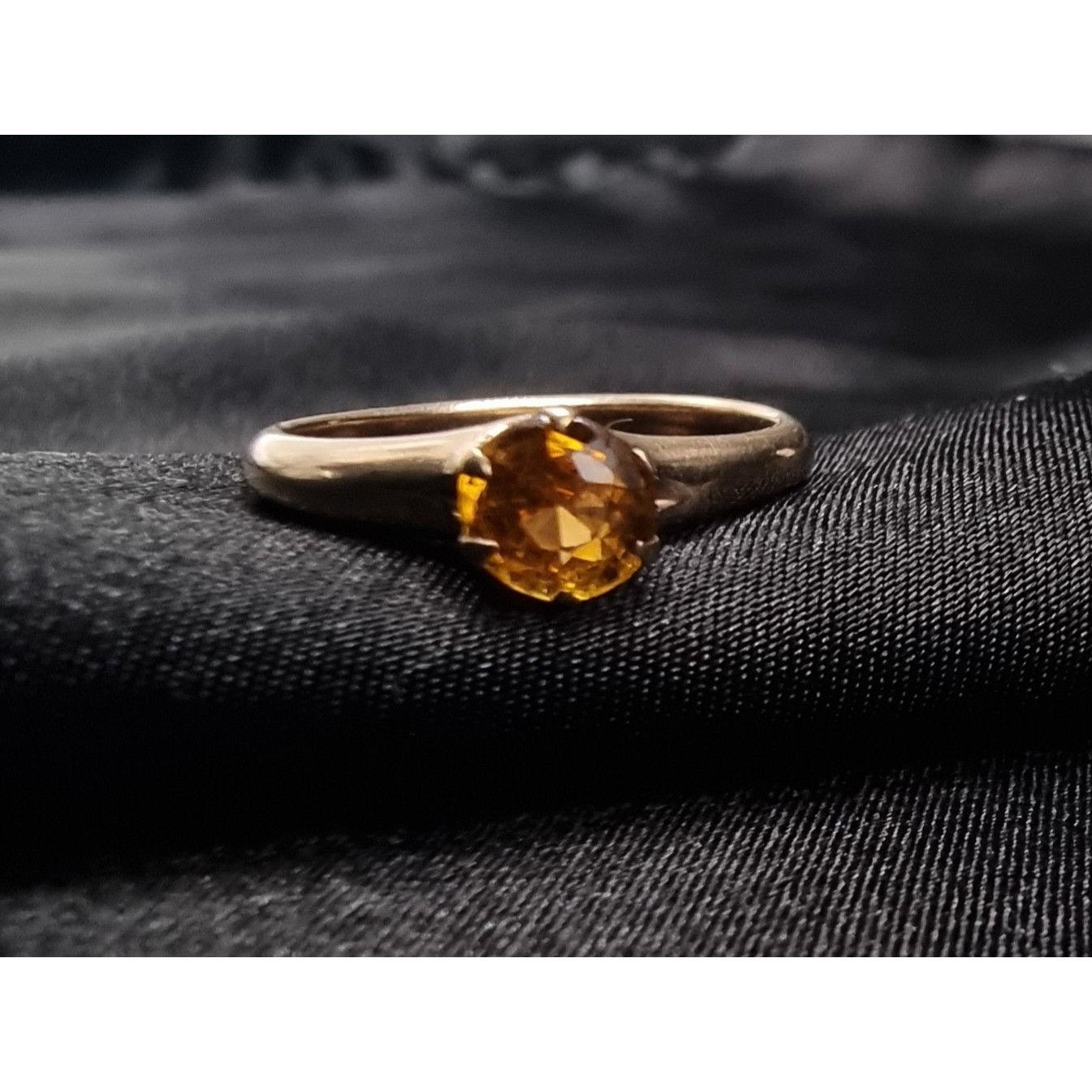 Vintage Vintage Mid Century 10K Yellow Gold Citrine Solitaire Ring Size ONE SIZE - 2 Thumbnail