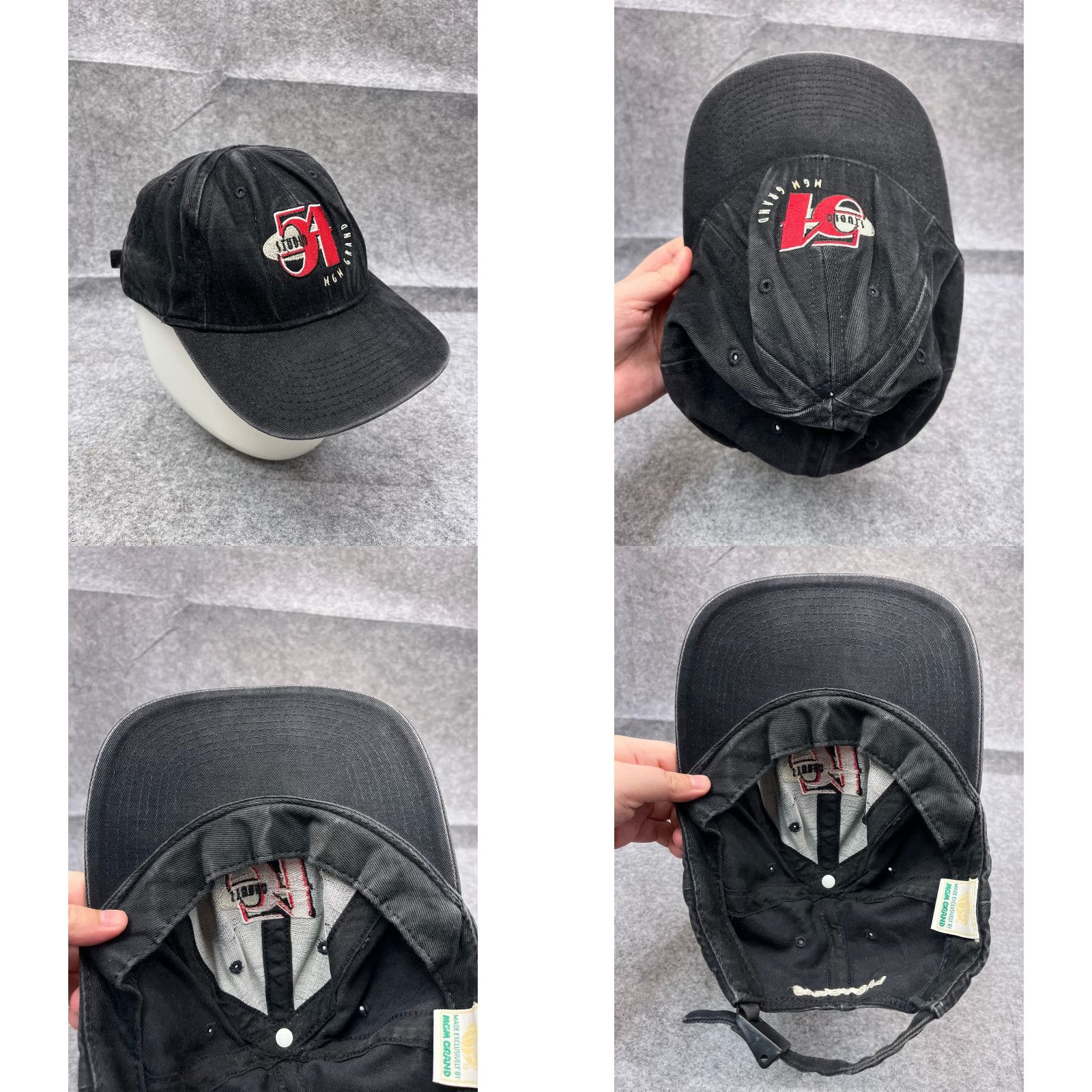 Vintage MGM Grand Hat Cap Strap Back Adult One Size Black 100% Cotton Studio 54 Las Vegas Casino Size ONE SIZE - 8 Thumbnail