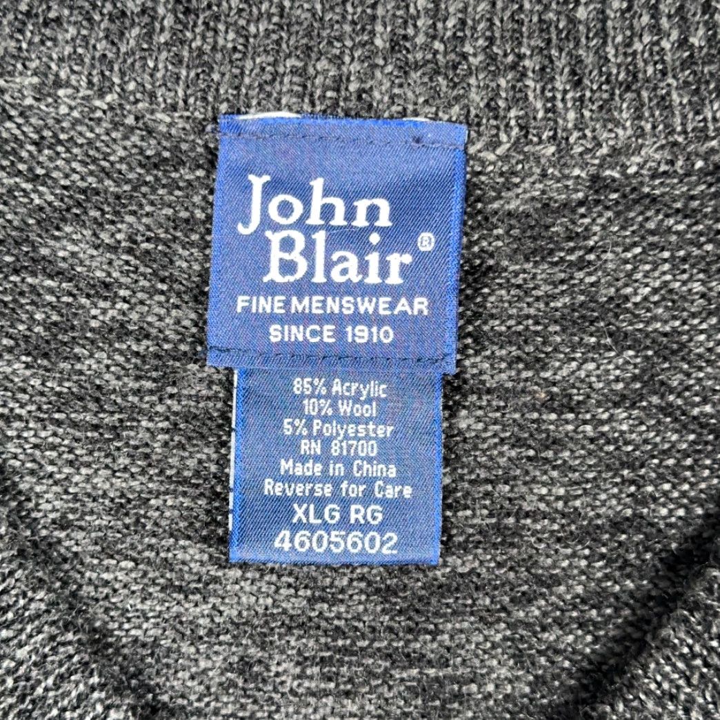 Blair VINTAGE John Blair Sweater Vest Adult XL Gray Black Wool Blend 90s Sleeveless V-Neck Mens Size US XL / EU 56 / 4 - 4 Thumbnail
