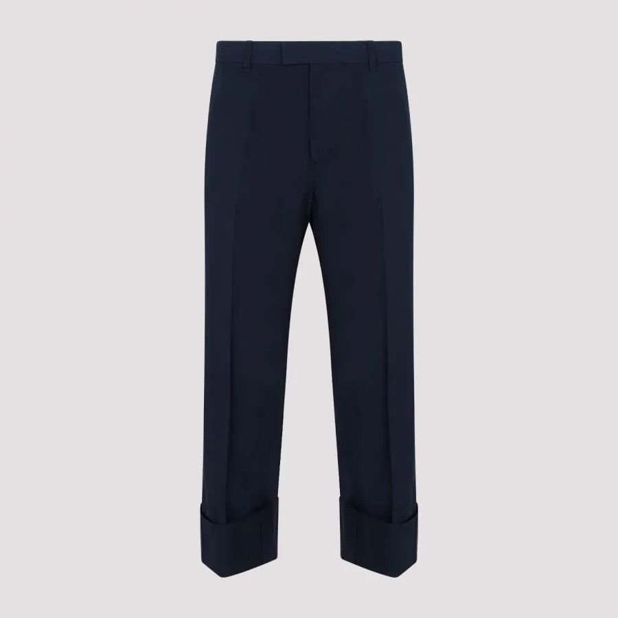 Bottega Veneta o1n1vont1225 Lapeled Cotton Pants in Navy Size US 30 / EU 46 - 1 Thumbnail