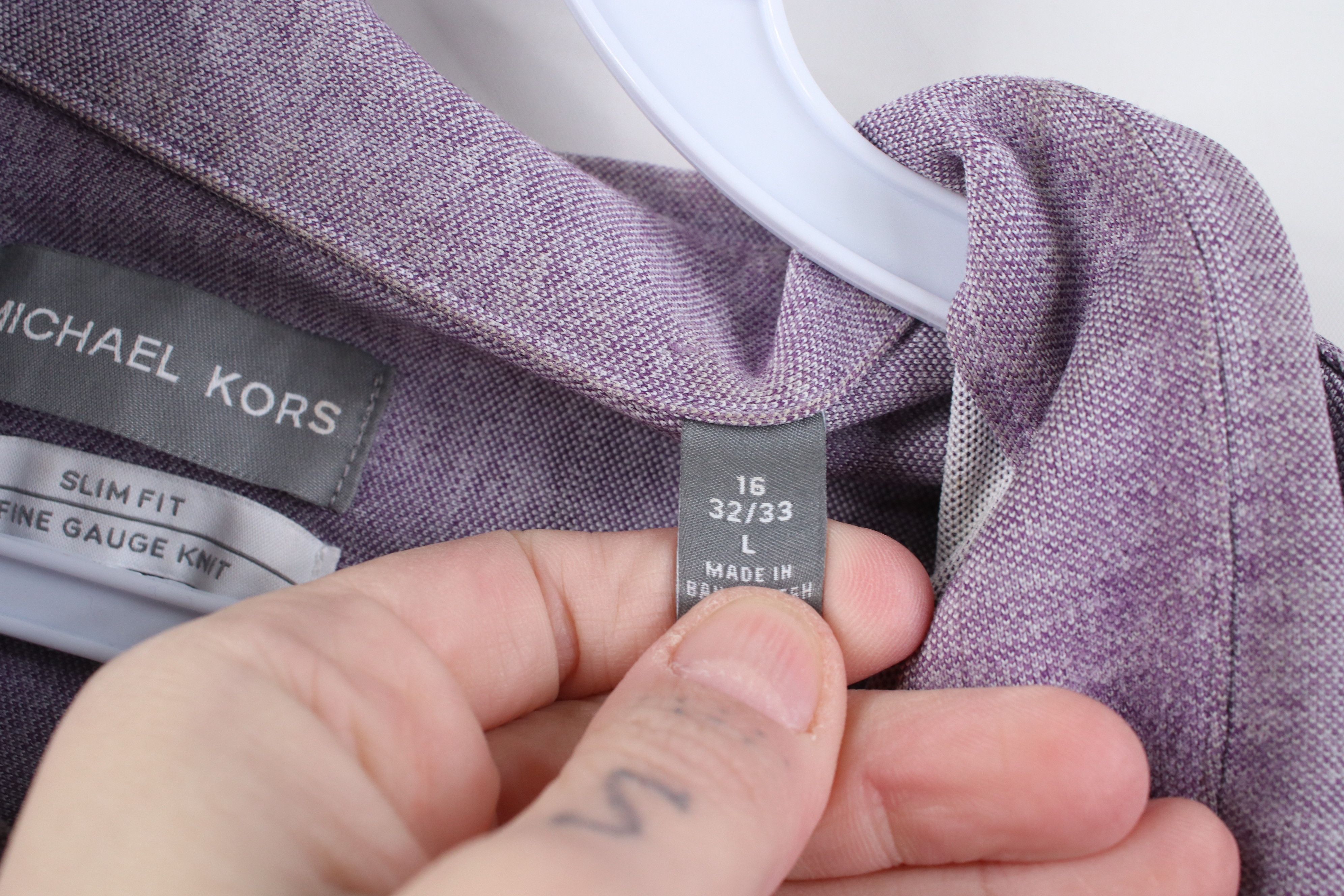 Michael Kors Michael Kors Fit Fine Gauge Knit Button Down Shirt Purple Size US L / EU 52-54 / 3 - 8 Thumbnail