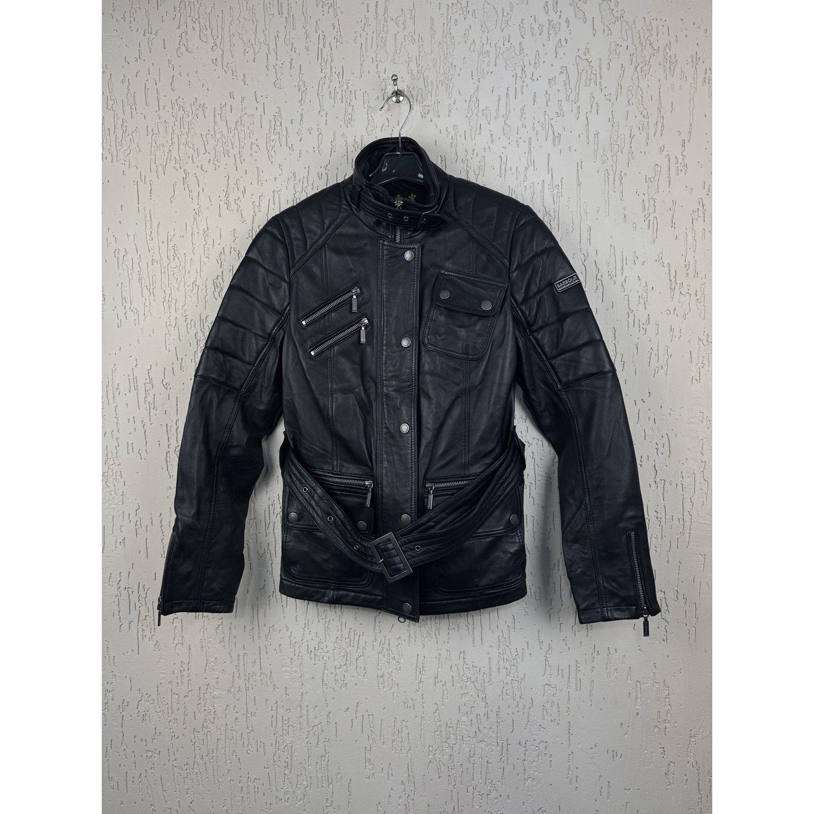 Barbour Barbour International Woman Leather Jacket Biker Belted Blac Size M / US 6-8 / IT 42-44 - 1 Thumbnail