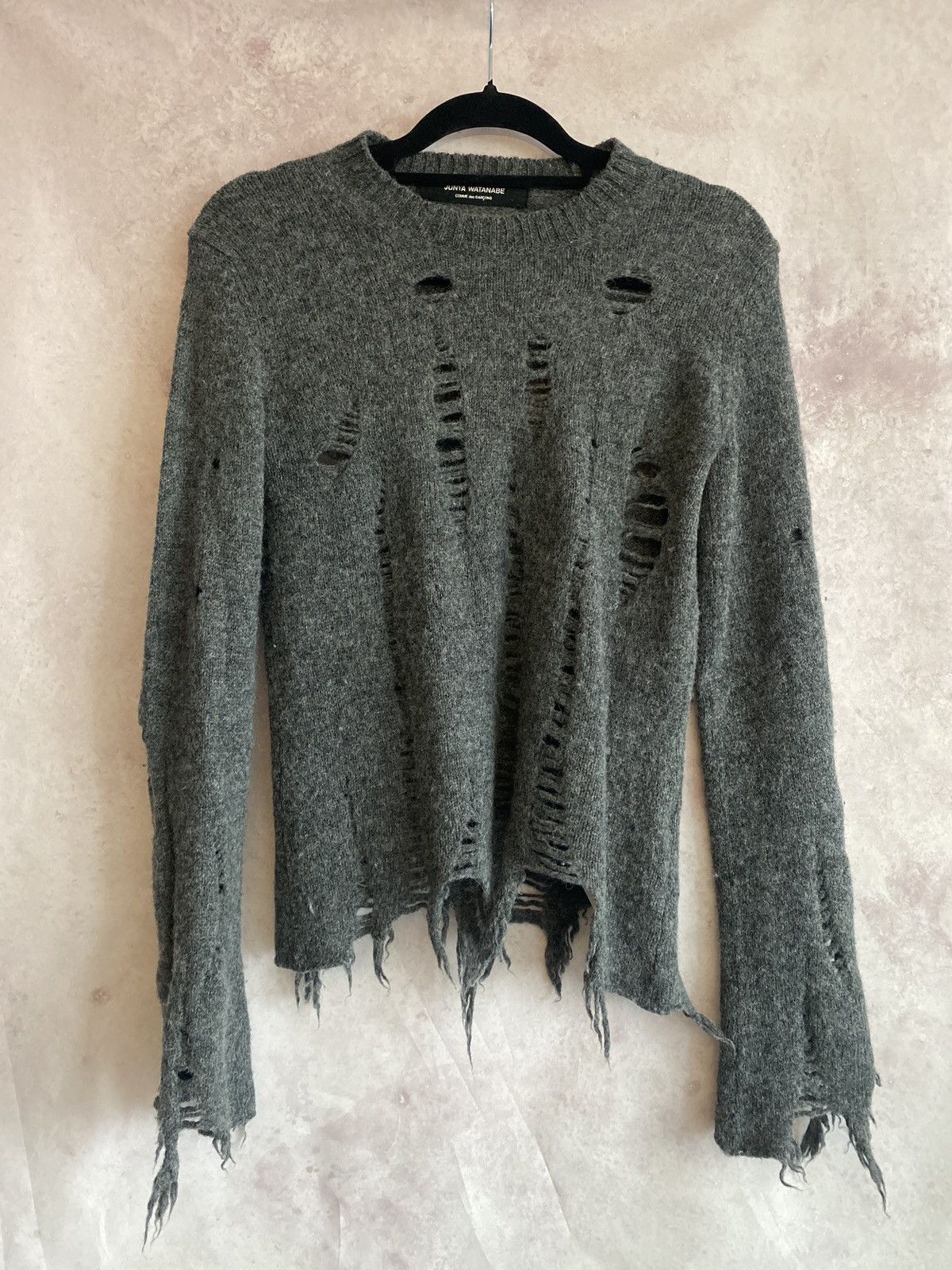 image of Comme Des Garcons x Junya Watanabe Comme Des Garçons Ladder Knit Jumper in Grey, Women's (Size Smal