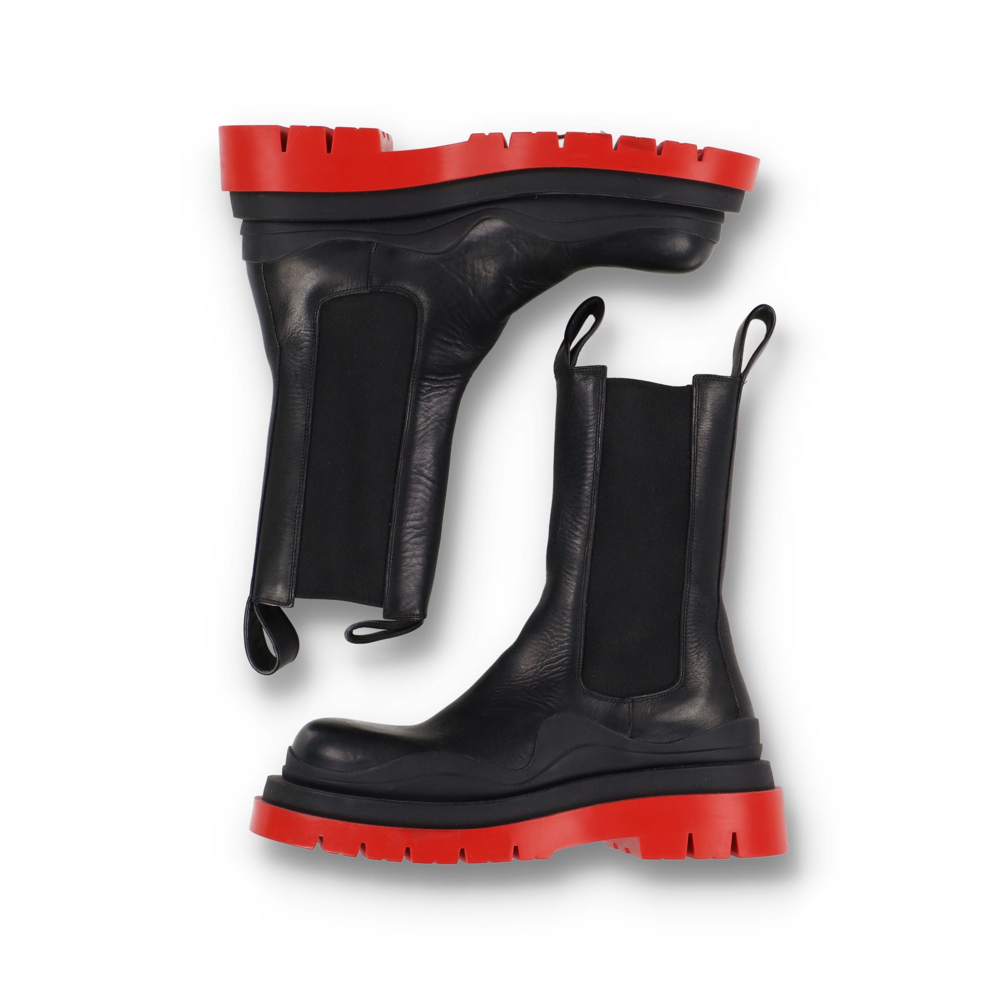 Bottega Veneta Black Red Tire Chelsea Boots Size US 7 / EU 40 - 6 Thumbnail