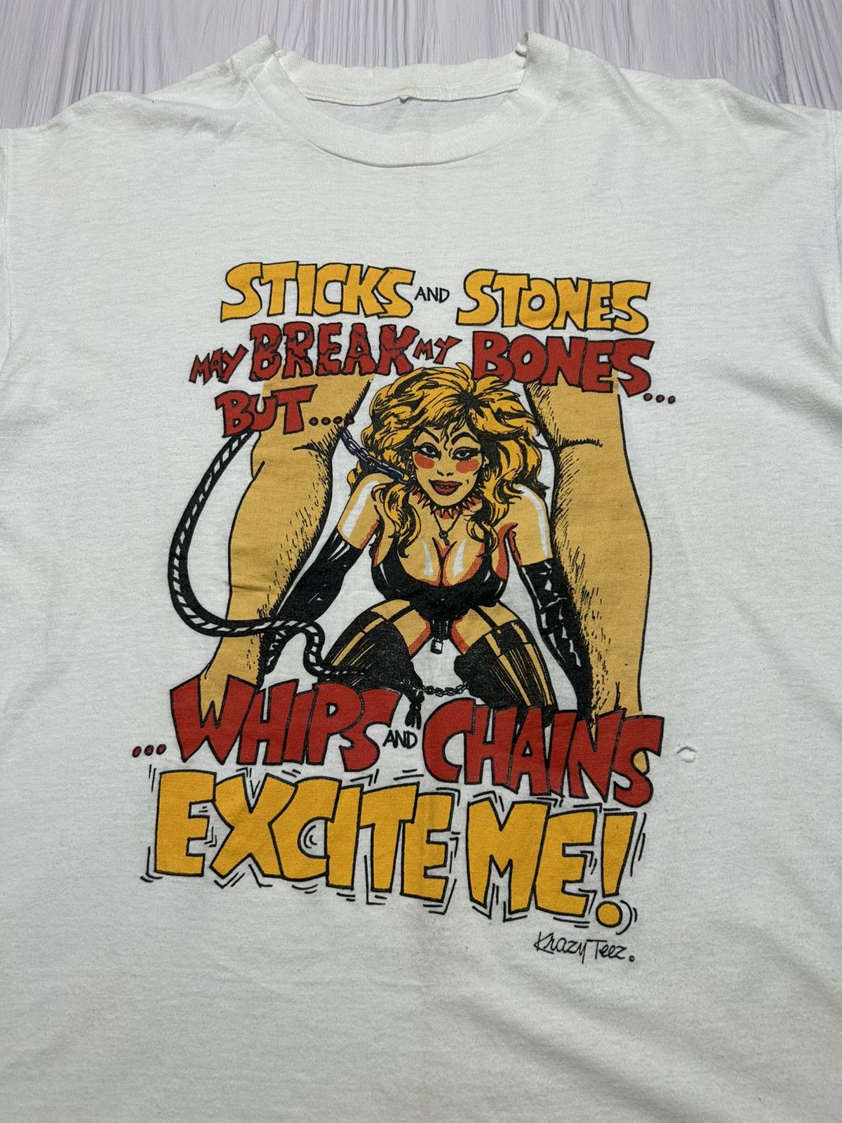 Vintage Vintage Adult Sticks and Stones May Break My Bones Sexy Tee Size US L / EU 52-54 / 3 - 4 Thumbnail