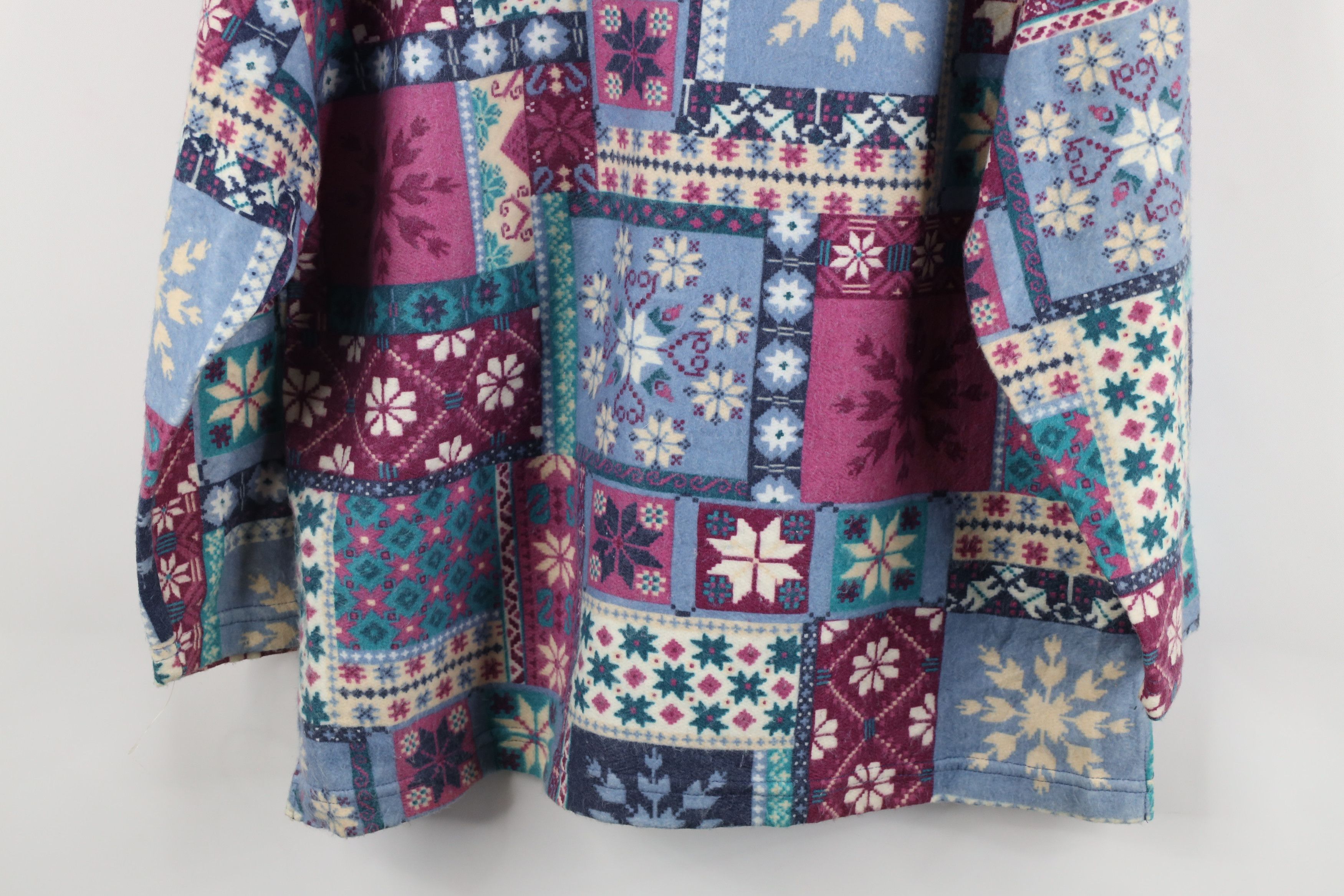 Vintage Vintage 90s Streetwear Snowflake Fair Isle Fleece Hoodie USA Size M / US 6-8 / IT 42-44 - 10 Thumbnail