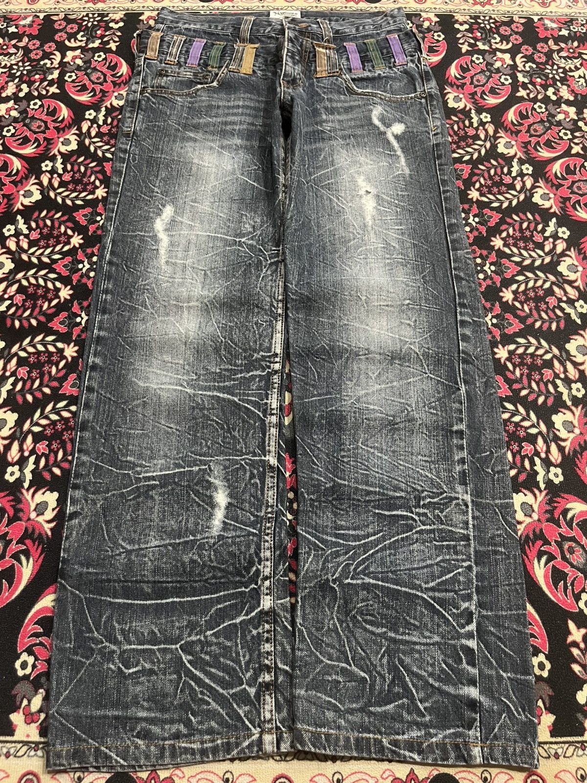 Hysteric Glamour Vintage Nylaus Double Waisted Distressed Clawmark Jeans Size US 29 - 1 Thumbnail
