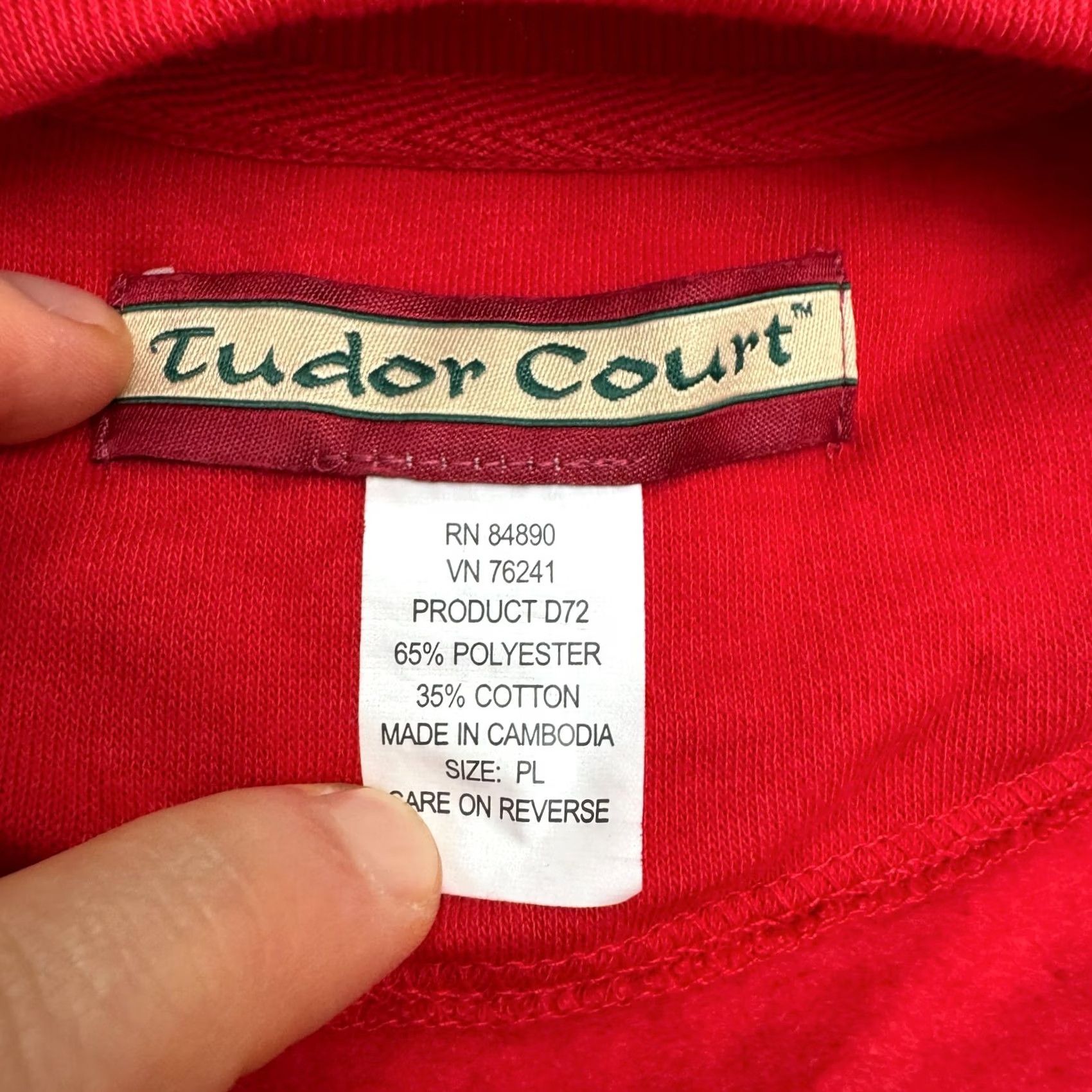 Tudor VINTAGE Tudor Court Sweatshirt Womens Large Petite Red 90s Cardigan Crew Neck Button Down Snap Front Pockets All Seasons Size L / US 10 / IT 46 - 5 Thumbnail