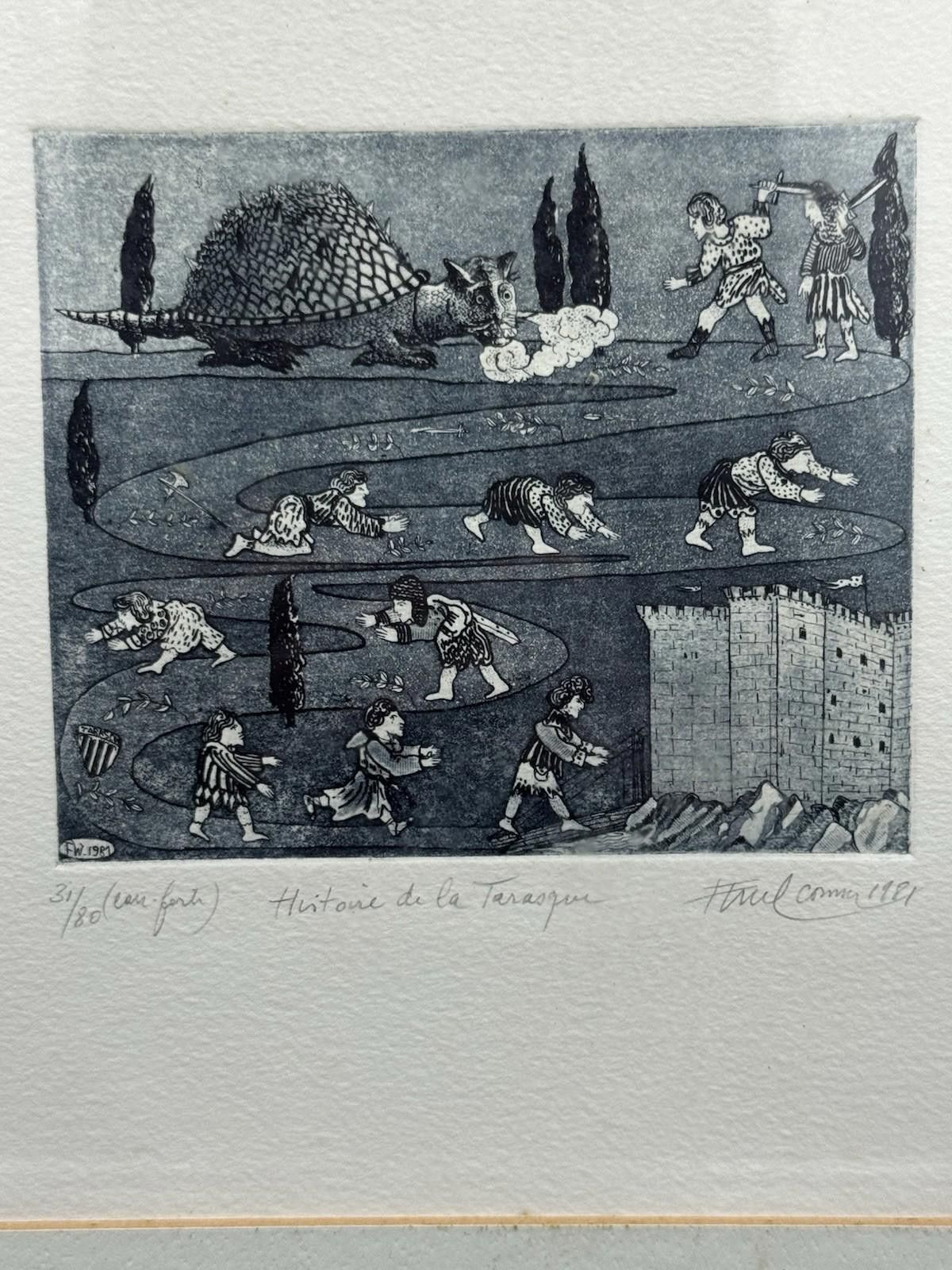 Other Signed Paul Comolli ? Histoire de la Tarasque Etching Print Size ONE SIZE - 3 Thumbnail