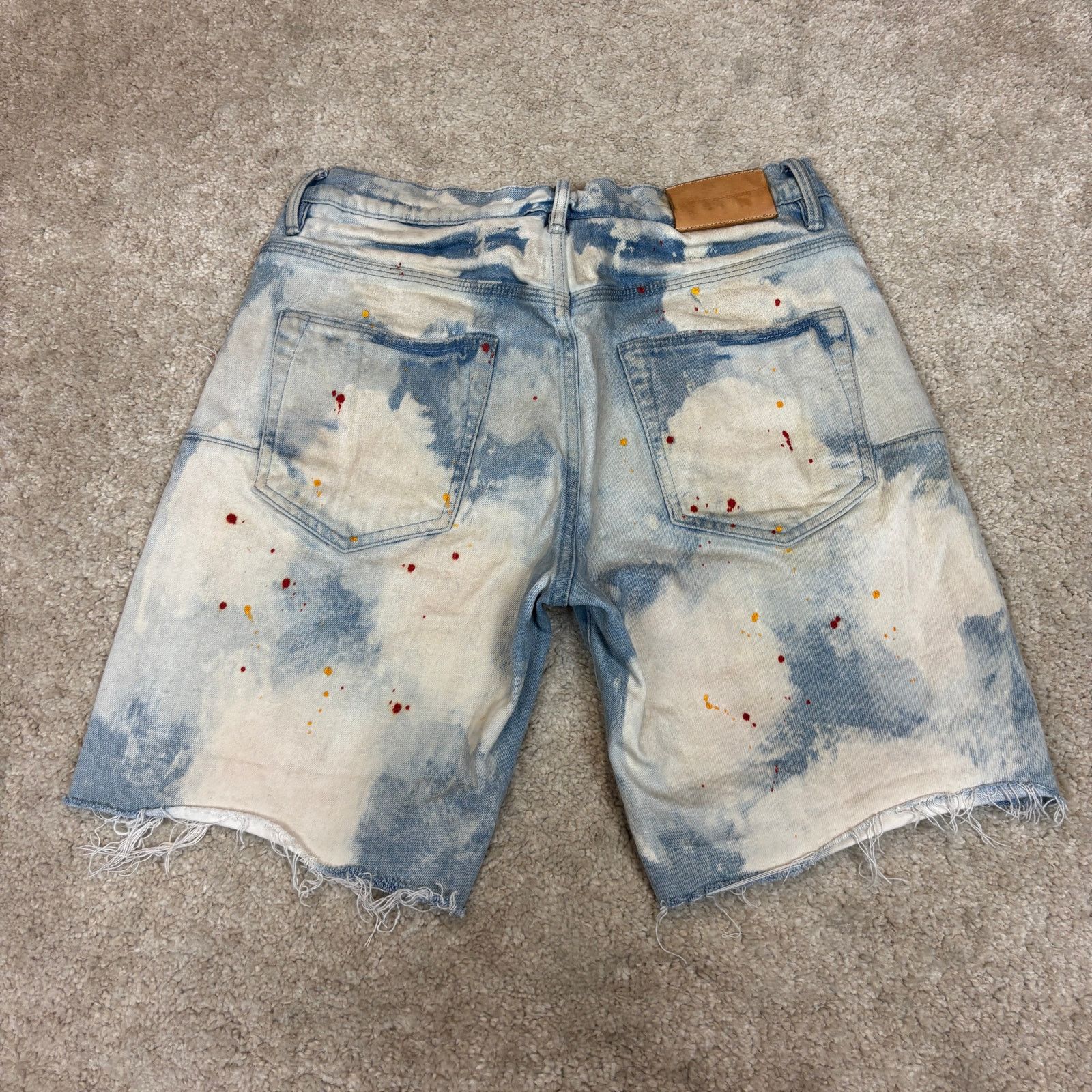 Purple Brand Purple Brand P020 Light Faded Bleached Out Splatter Jorts 31 Size US 31 - 3 Thumbnail