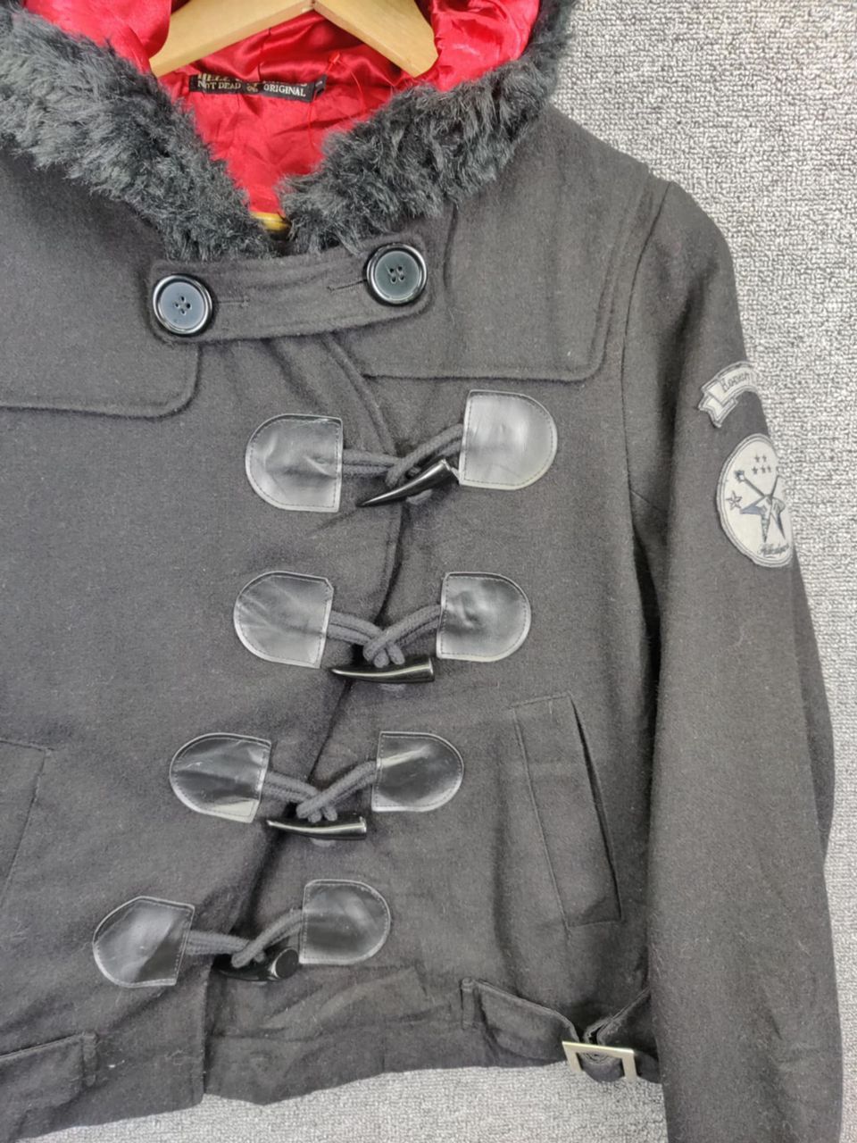 Japanese Brand Hell Cats Punks Wool Duffle Fur Coat Hoodie Jacket Size US S / EU 44-46 / 1 - 8 Thumbnail