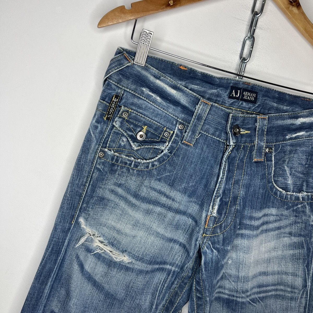 Giorgio Armani × Japanese Brand × Vintage Armani Big Logo Parachute Japanese Denim Pants Y2K Jeans Size US 30 / EU 46 - 6 Thumbnail