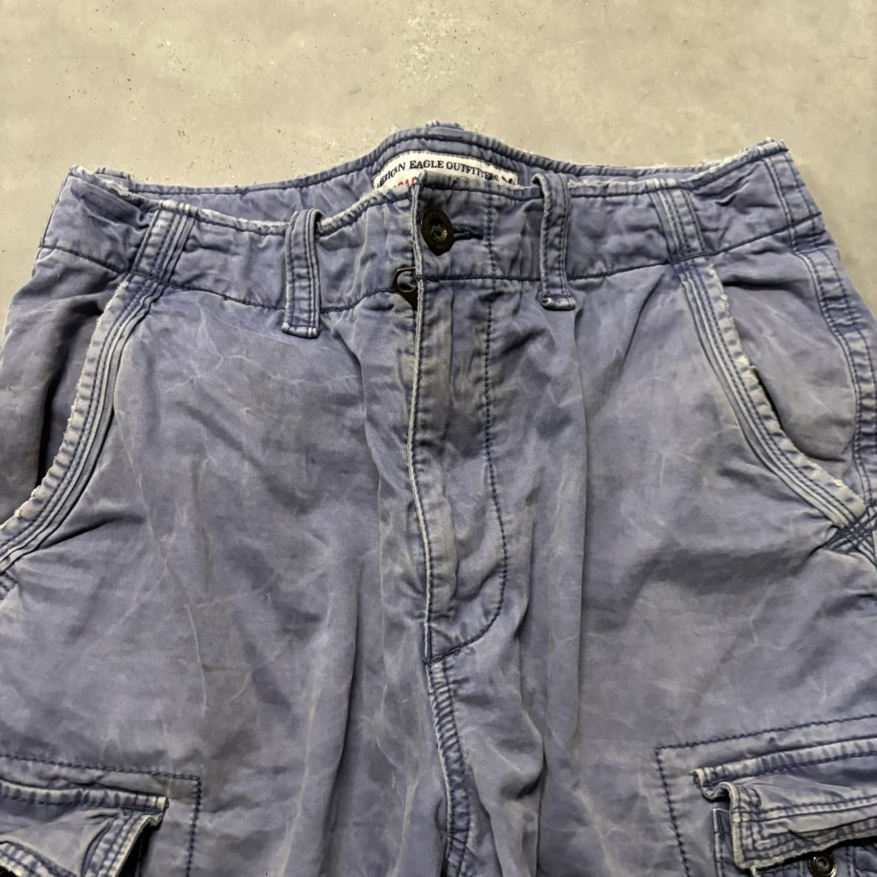 Japanese Brand × Vintage Crazy Vintage Y2K/2000s Baggy Faded Blue Skater Cargo Shorts! Size US 33 - 2 Thumbnail