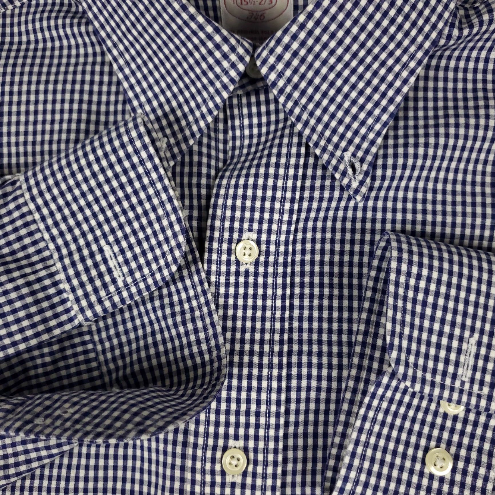 Brooks Brothers Brooks Brothers Shirt Mens 15.5 Blue Check Dress Button Up Long Sleeve Size 42R - 4 Thumbnail