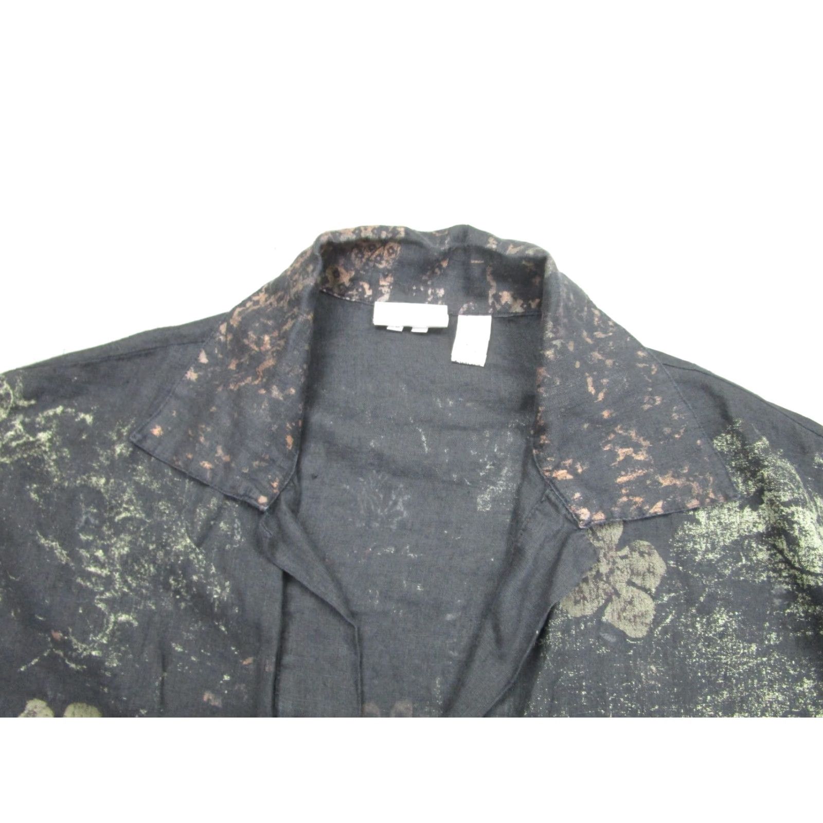 Vintage Chicos Jacket Womens 2 Black Linen Floral Boho Artsy Whimsigoth Kimono y2k grung Size XS / US 0-2 / IT 36-38 - 5 Thumbnail