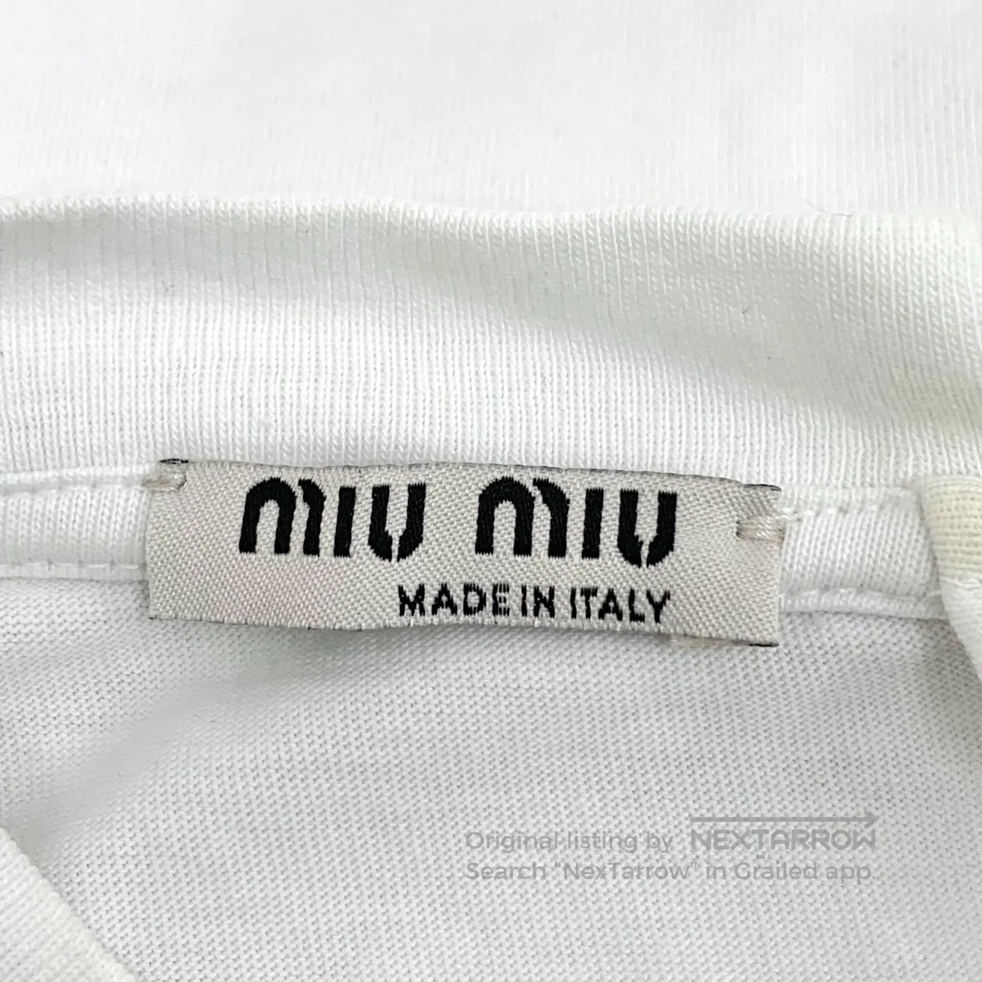 Miu Miu Miu Miu White Ruby Diamond Round Neck T-shirt. Size M / US 6-8 / IT 42-44 - 6 Thumbnail