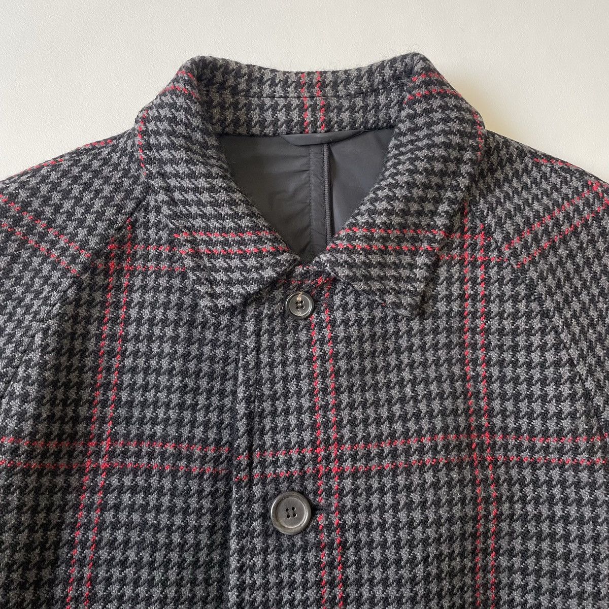 Prada Mid 2000s Check Wool Overcoat Size US XL / EU 56 / 4 - 4 Thumbnail