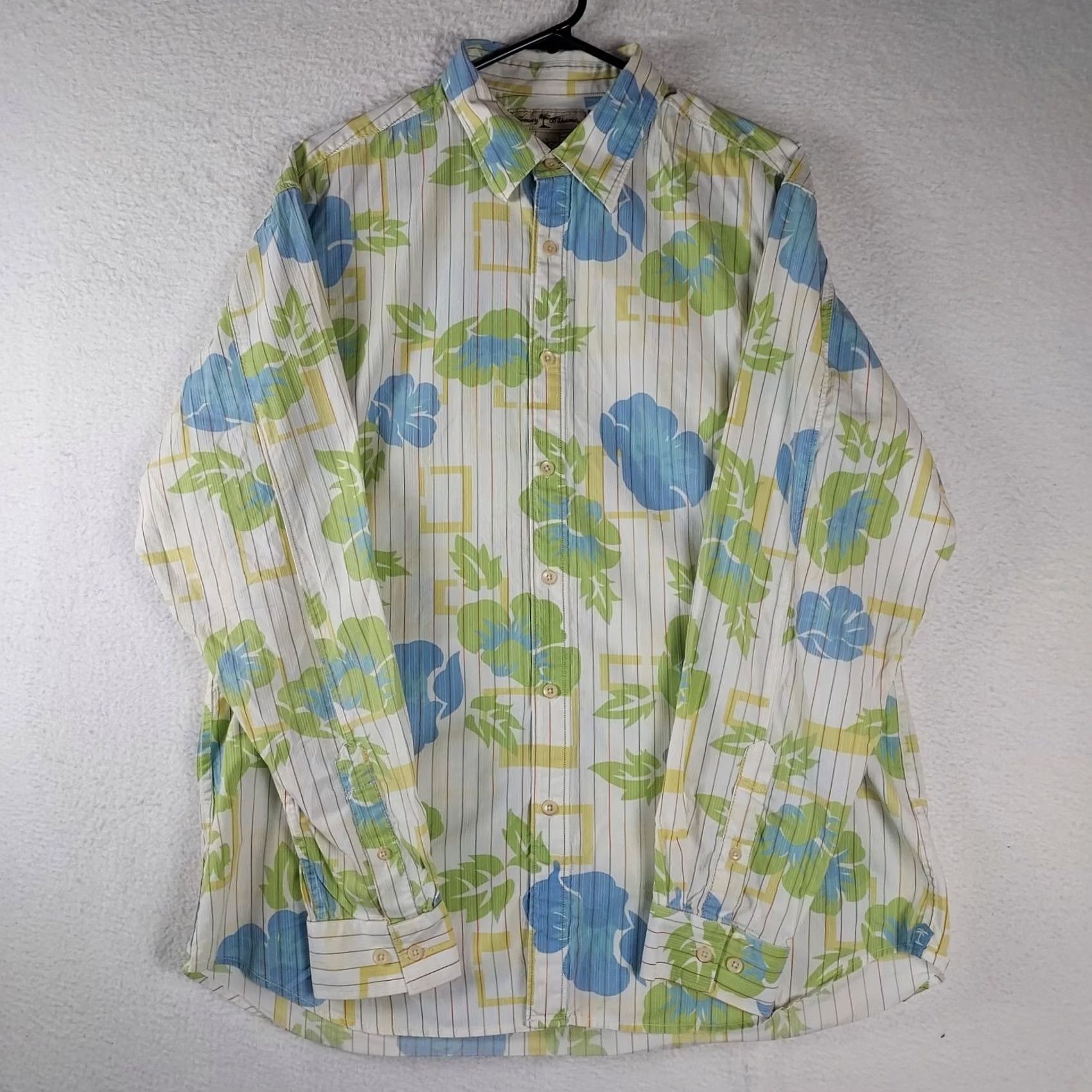 Tommy Bahama Tommy Bahama Shirt Men L White Floral Geometric Button Front Cotton Shirt Size US L / EU 52-54 / 3 - 2 Thumbnail
