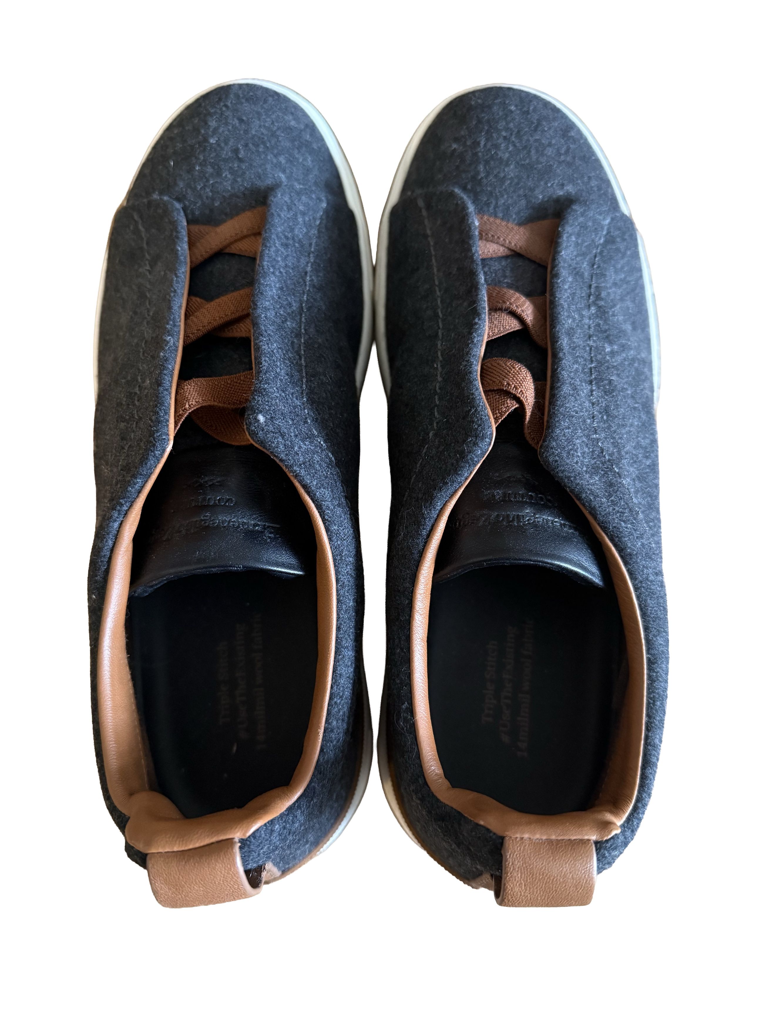 Ermenegildo Zegna Zegna Triple Stitch Gray Wool Leather sneaker Size US 9 / EU 42 - 5 Thumbnail